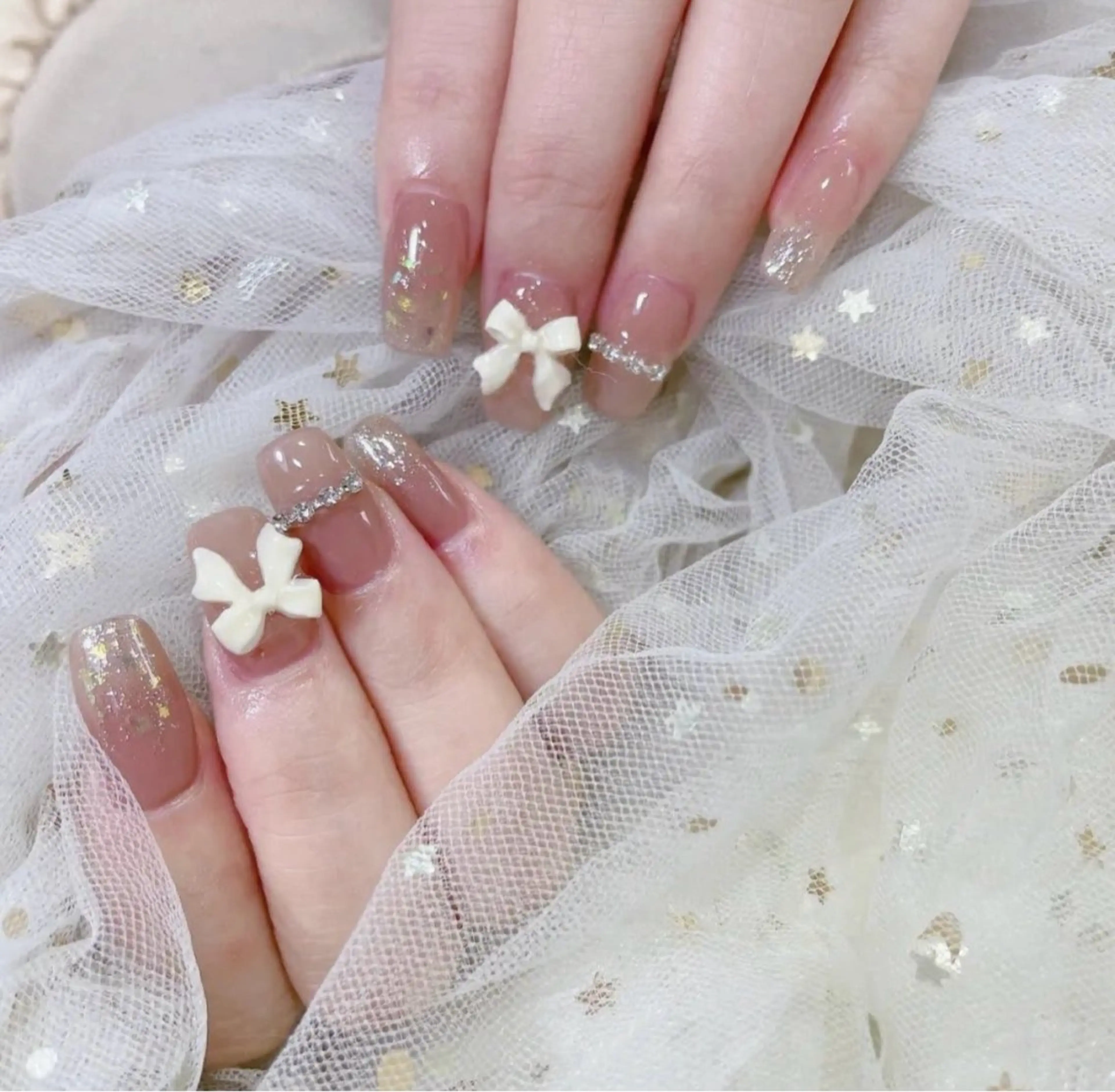 ネイル チークネイル 長さ出し フレンチネイル ガーリー 韓国ネイル sun nail池袋 モデル募集のネイルデザイン