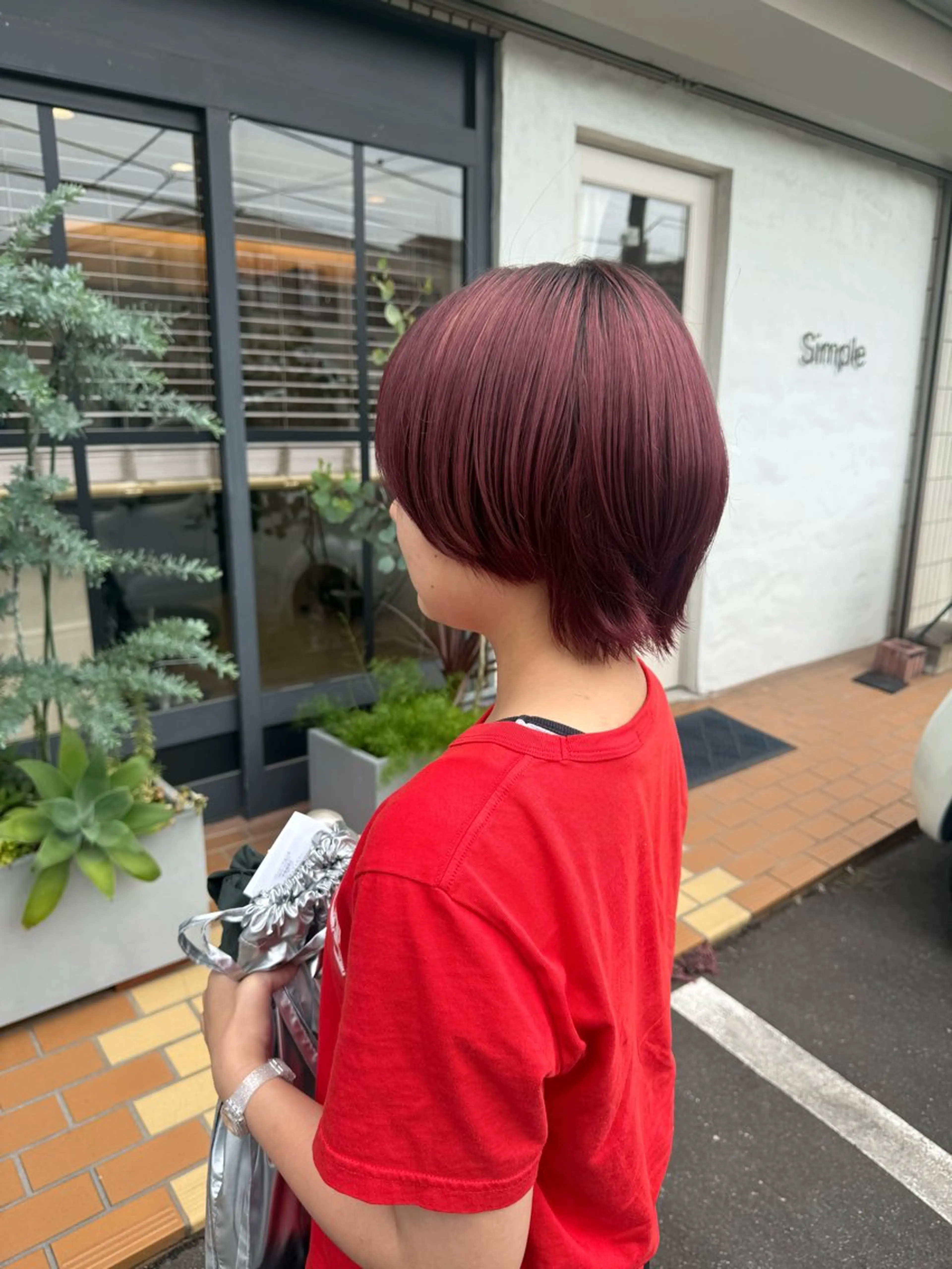 ミディアム カラー ピンクカラー 金子 彩心のヘアスタイル