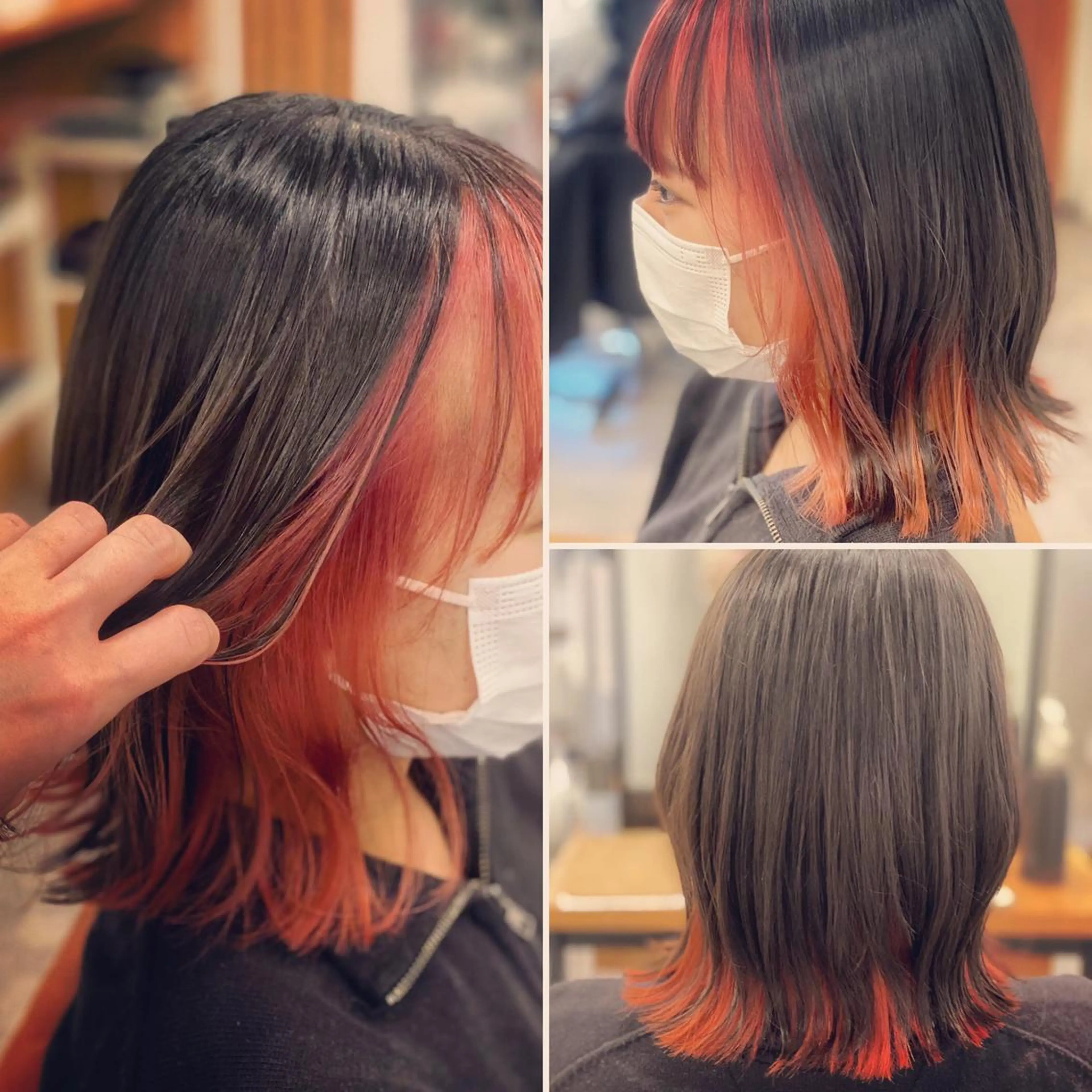 ミディアム ミストバング ヘアカラー 仲矢 あゆ美のヘアスタイル