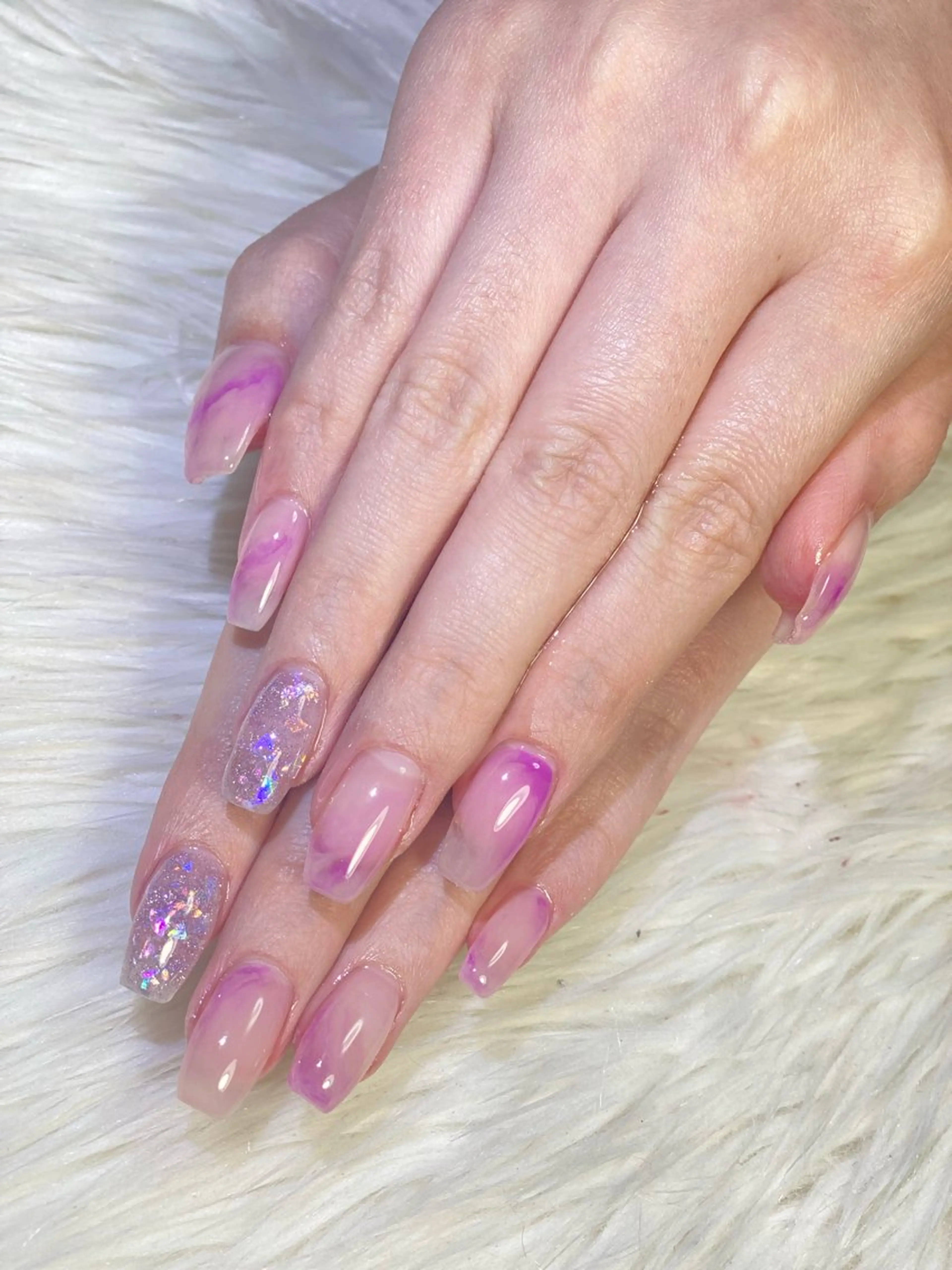 ネイル ニュアンスネイル パープル スクエアネイル will 有希のネイルデザイン