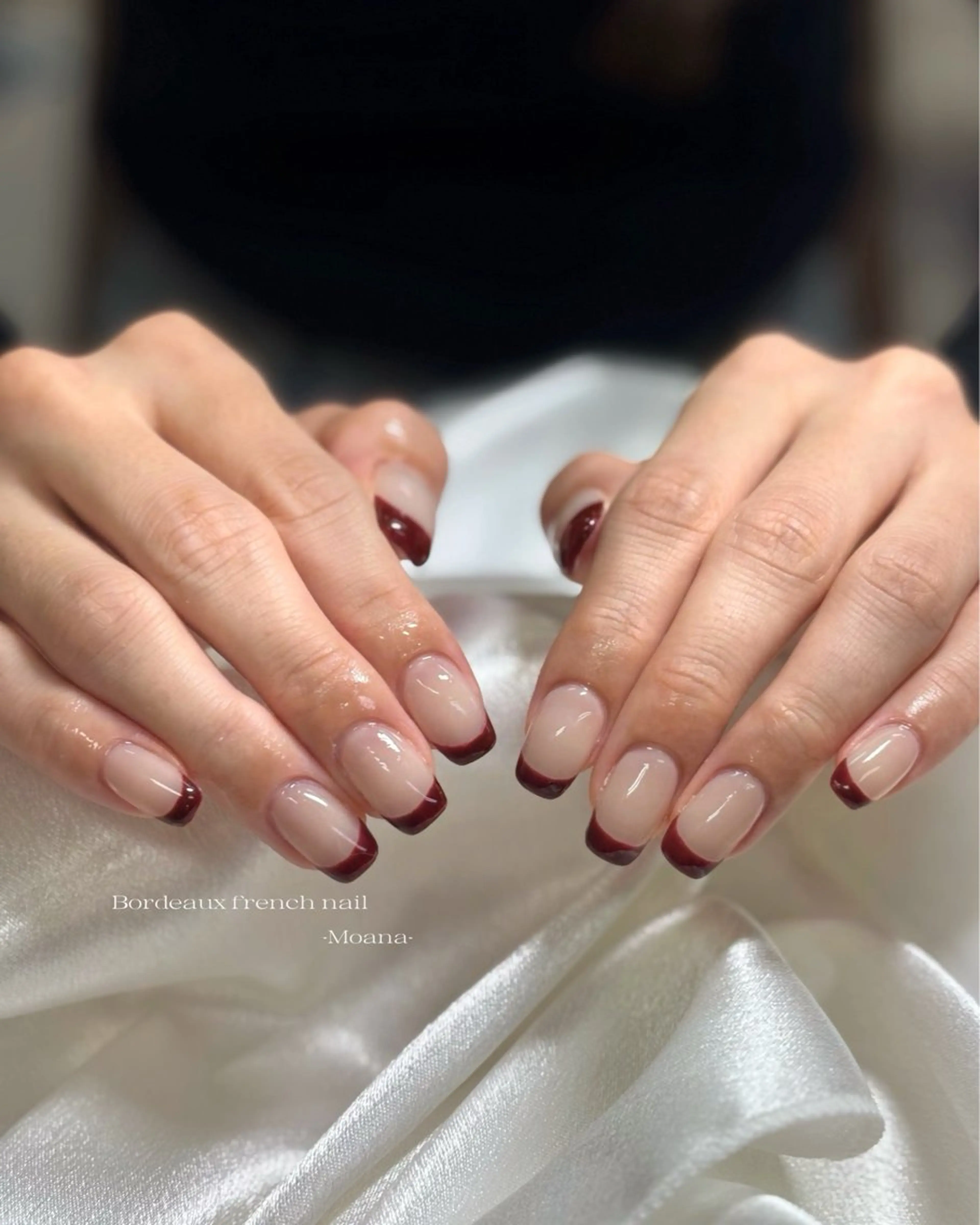 ネイル ボルドー フレンチネイル オフィスネイル シンプルネイル ハンドネイル Moana nail Hiyoriのネイルデザイン