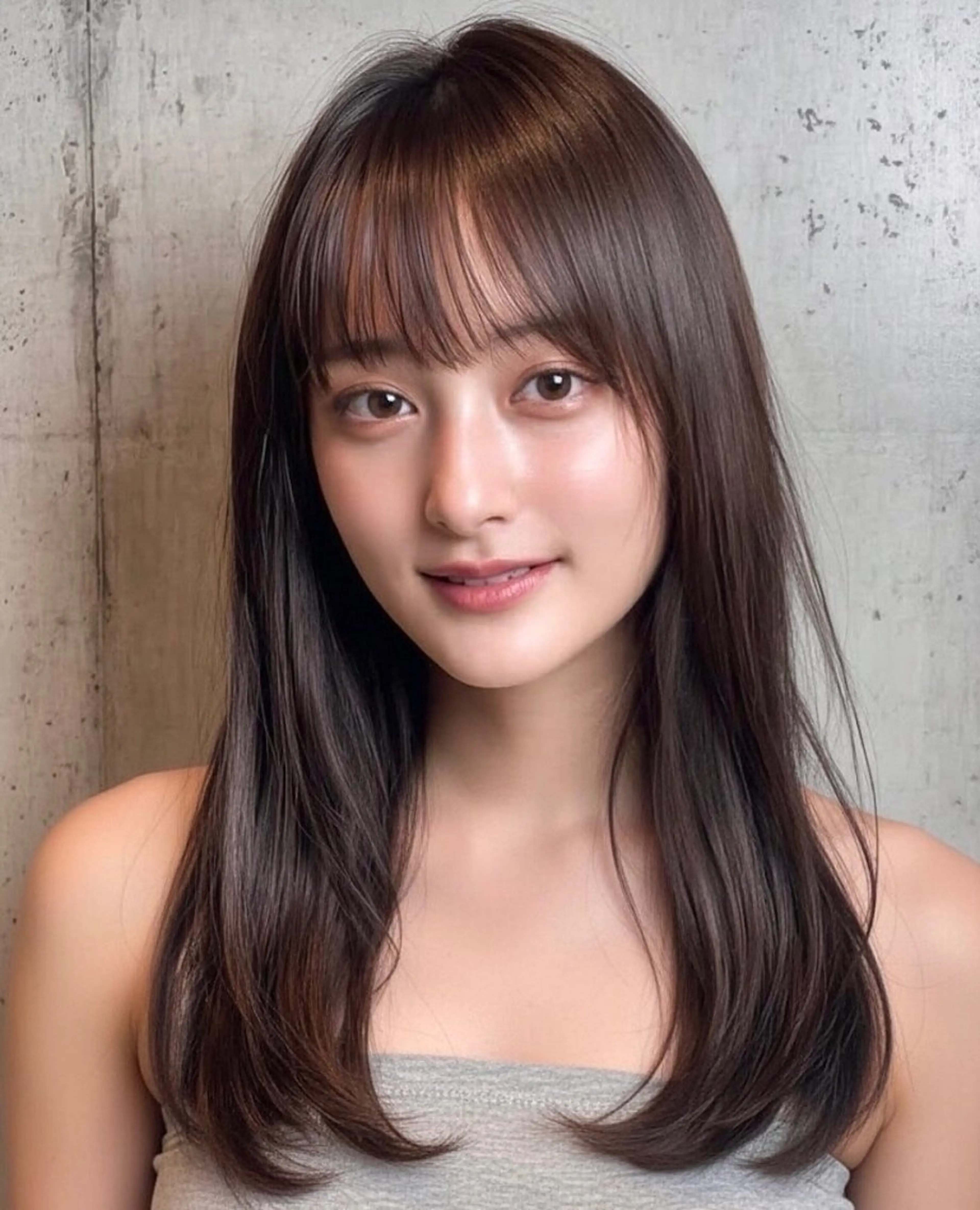 セミロング くびれヘア ヨシンモリ 韓国風ヘア レイヤーカット 似合わせカット 藤田大夢 /liberte高崎のヘアスタイル