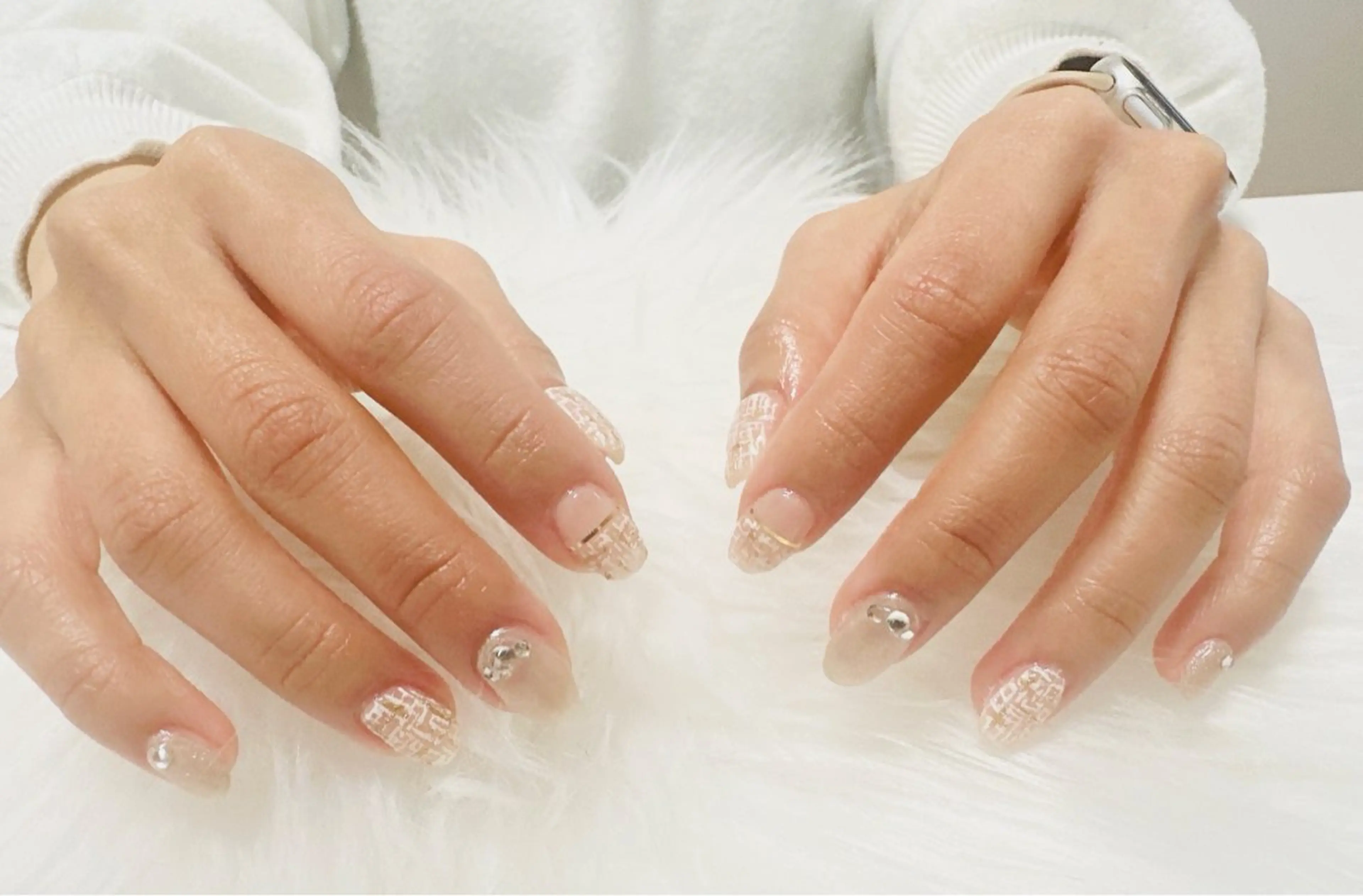 ネイル ツイードネイル nailsalon oluoluのネイルデザイン