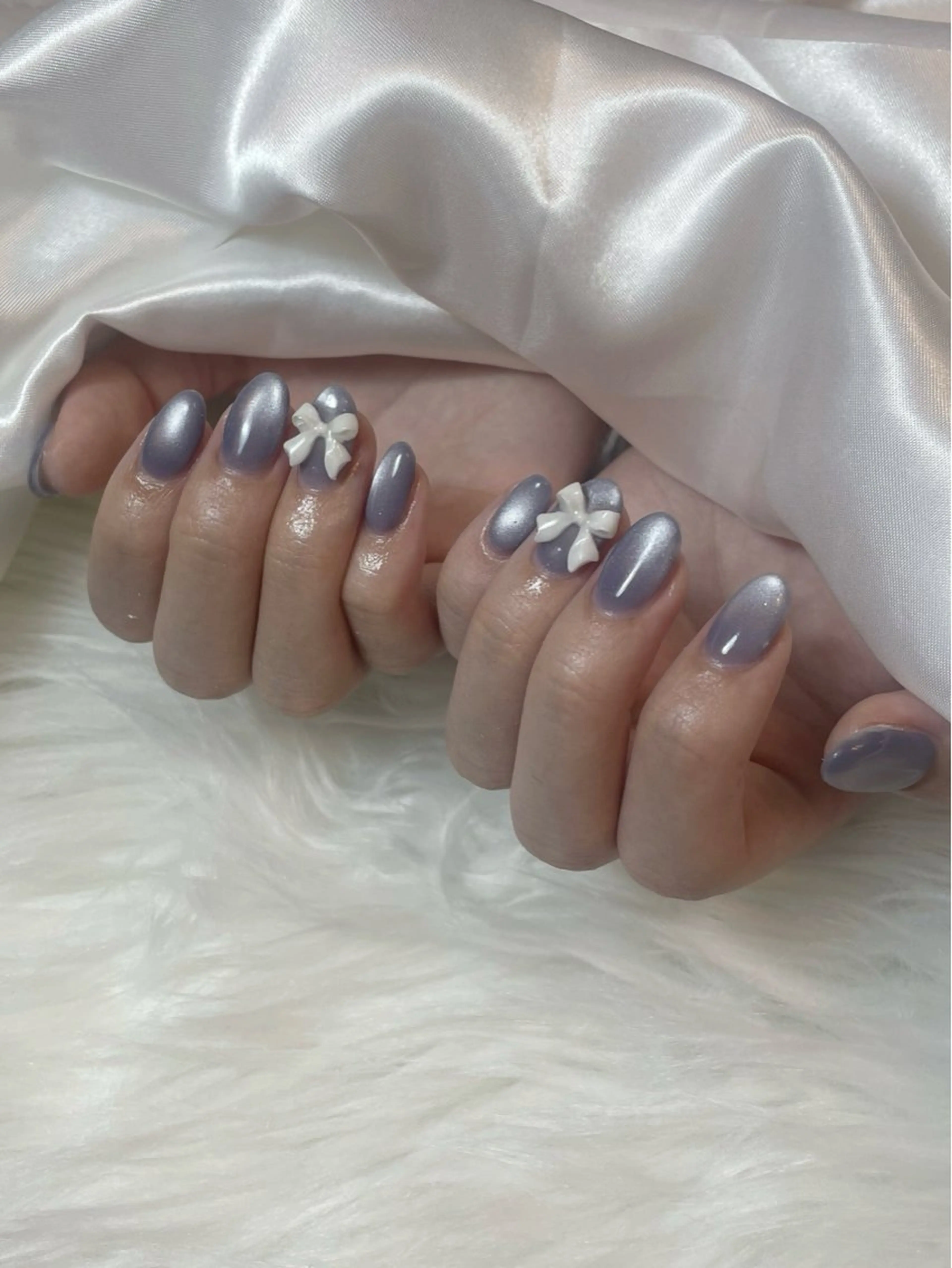 ネイル ブルー フレンチネイル キラキラネイル マグネットネイル シンプルネイル ハンドネイル timtam --sakiのネイルデザイン