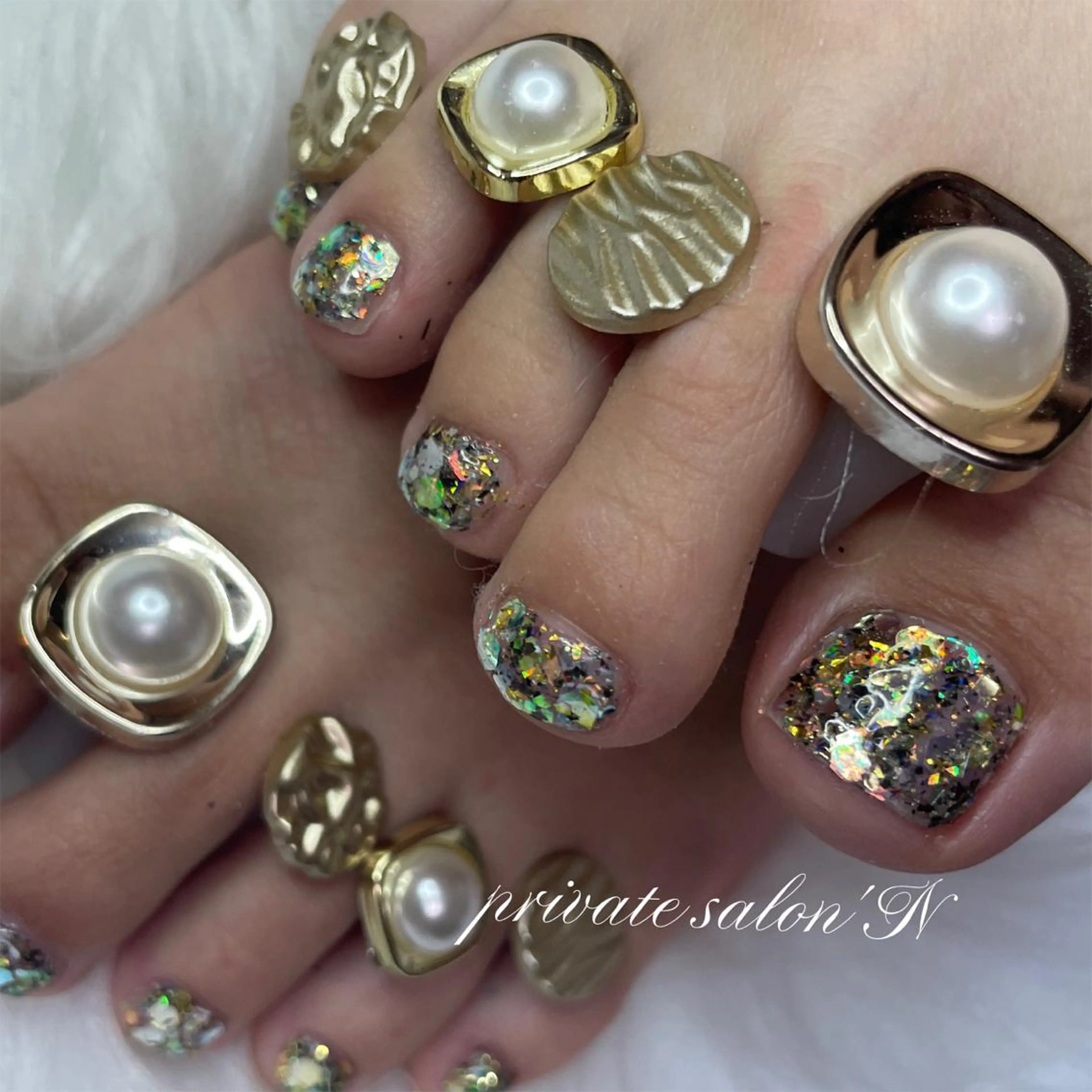 ネイル フットネイル ホログラムネイル ラメ(グリッター) BINERVA nail salonのネイルデザイン