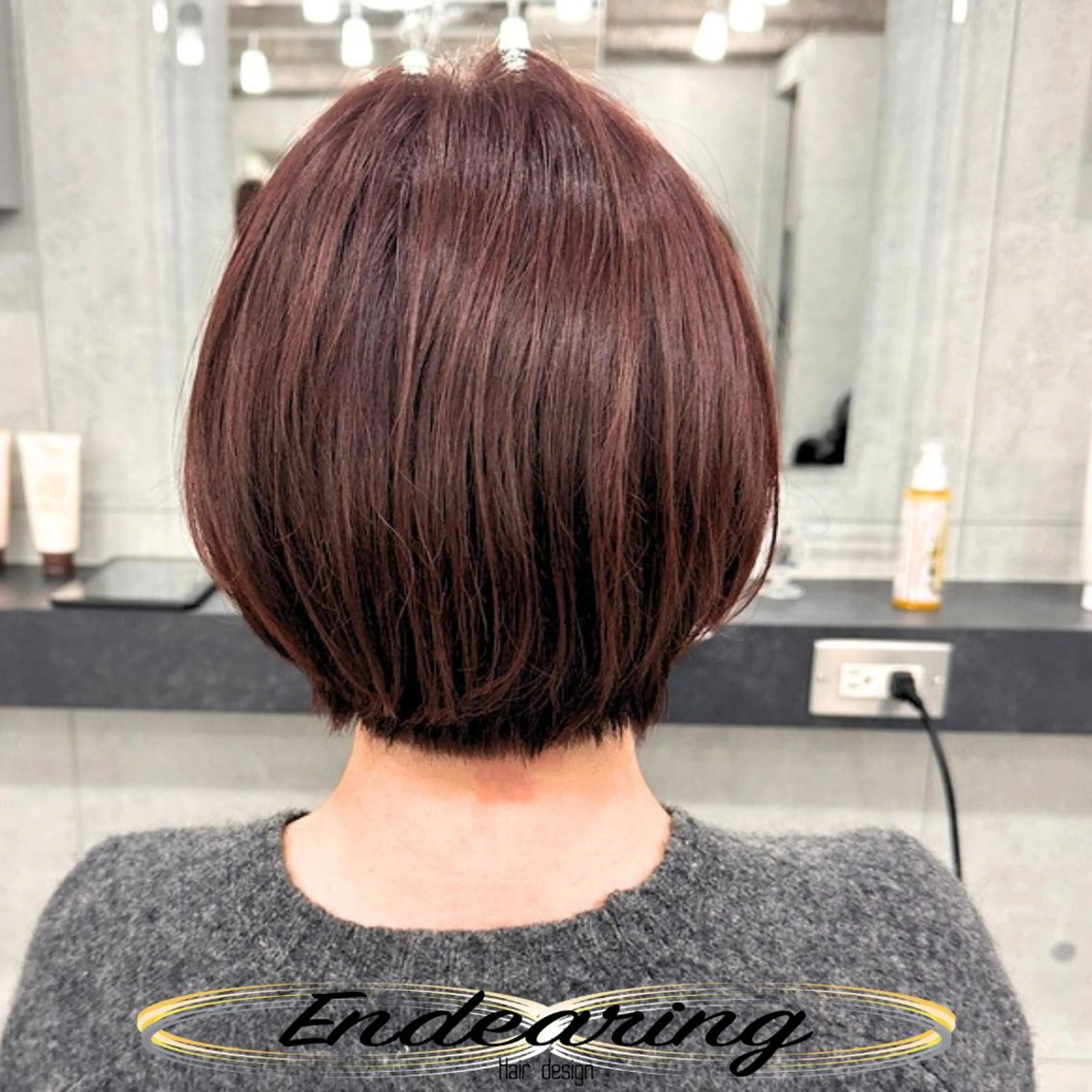 ミディアム ピンクブラウン ボブ レイヤーカット 似合わせカット カット ヘアカラー Endearing 銀座/YOKOのヘアスタイル