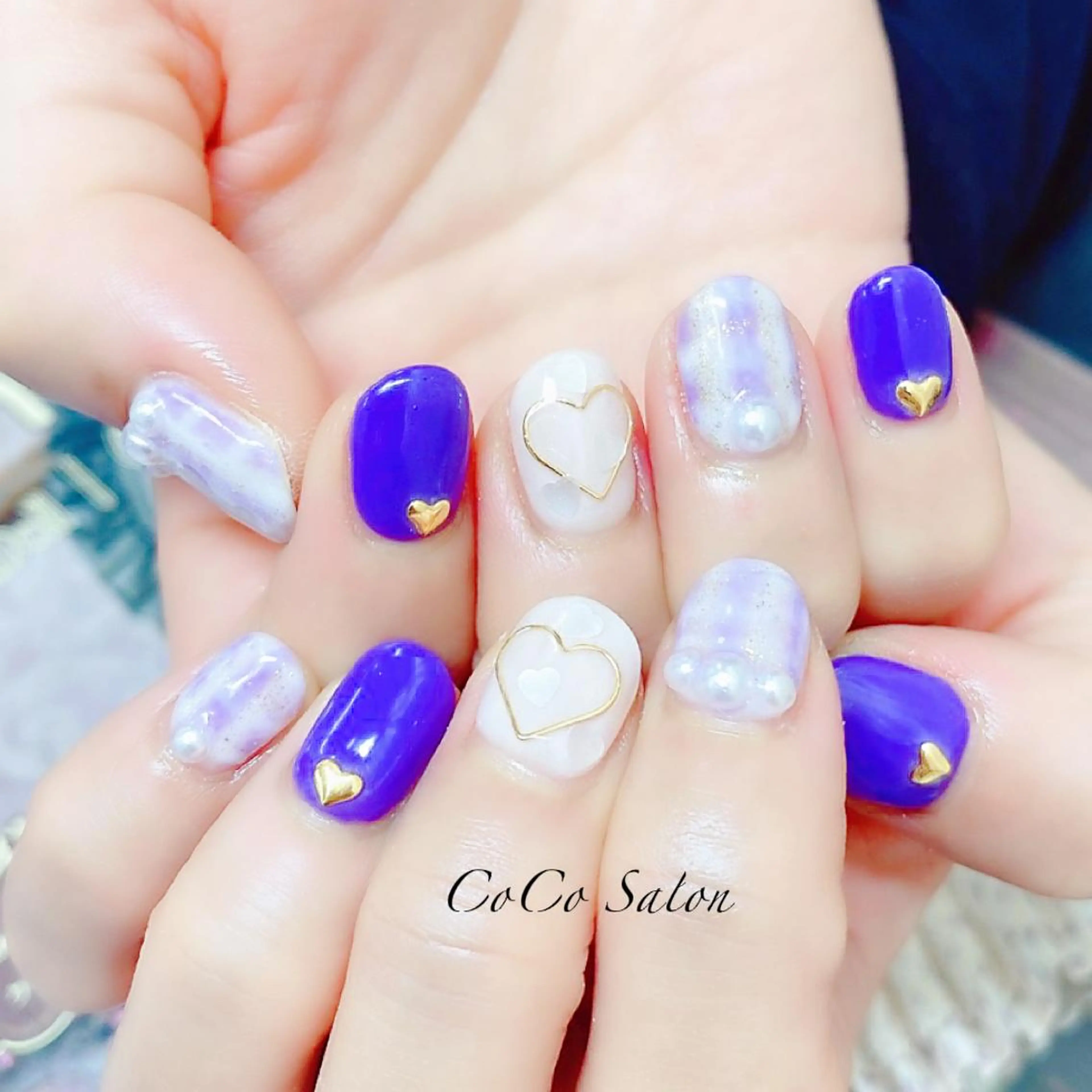 ネイル 長さ出し ジェルネイル ハート 韓国ネイル オフィスネイル ハンドネイル CoCoSalon ネイル/まつ毛予約のネイルデザイン