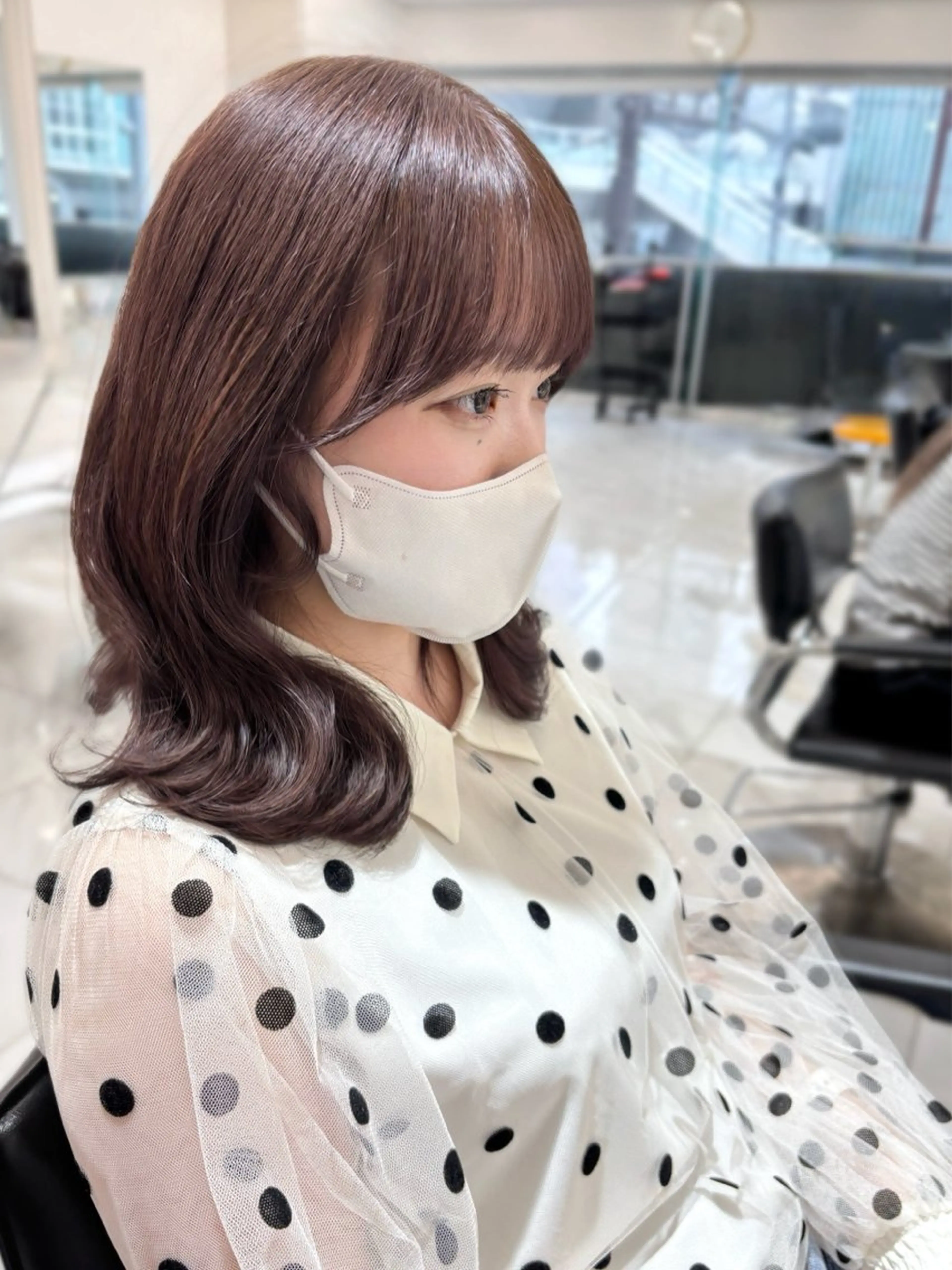 ミディアム カラー ヘアカラー トリートメント 盛れる顔周り🤍渋谷 Risa🎀のヘアスタイル