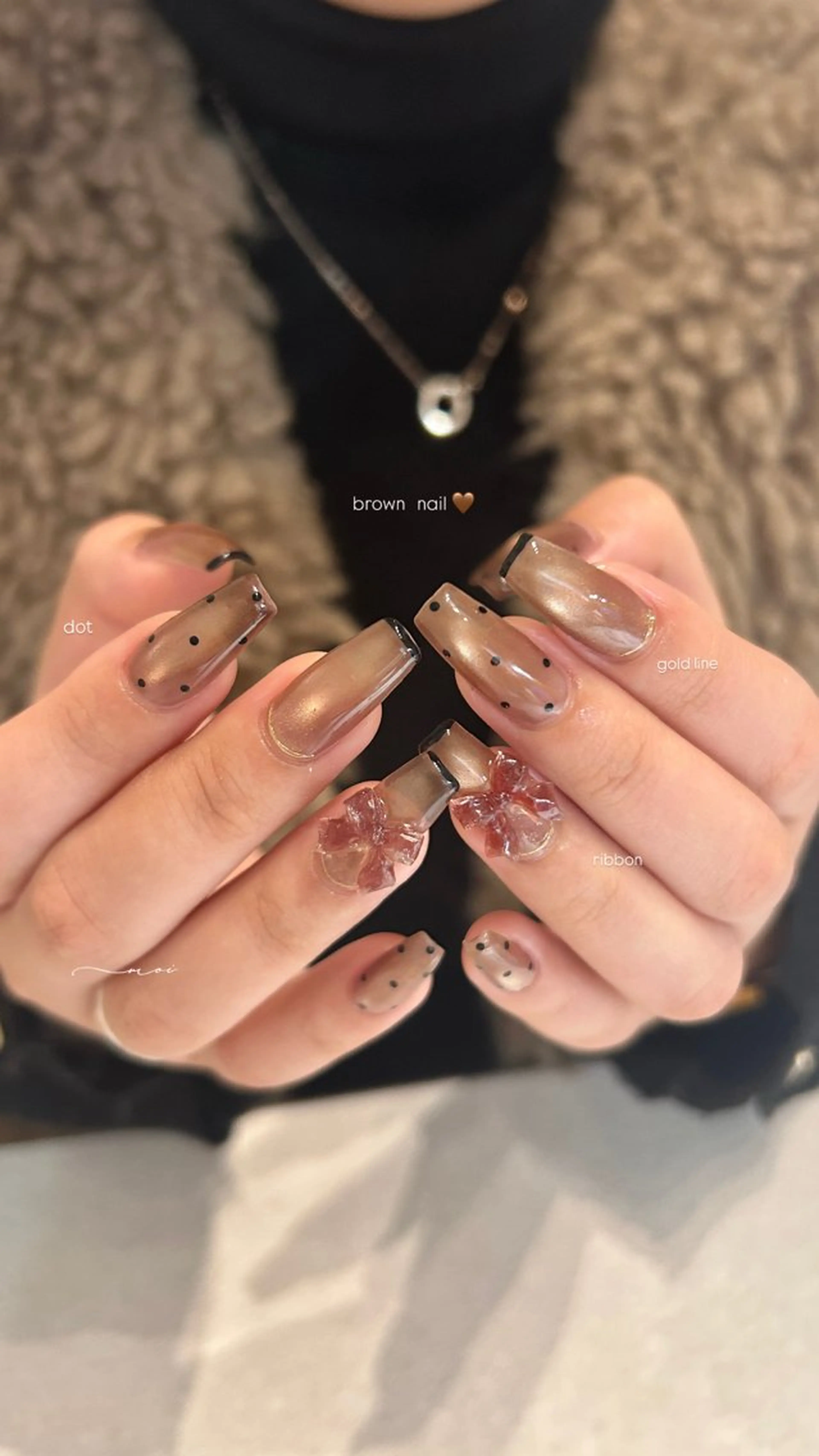 ネイル ブラウン ハンドネイル nail salon moiのネイルデザイン