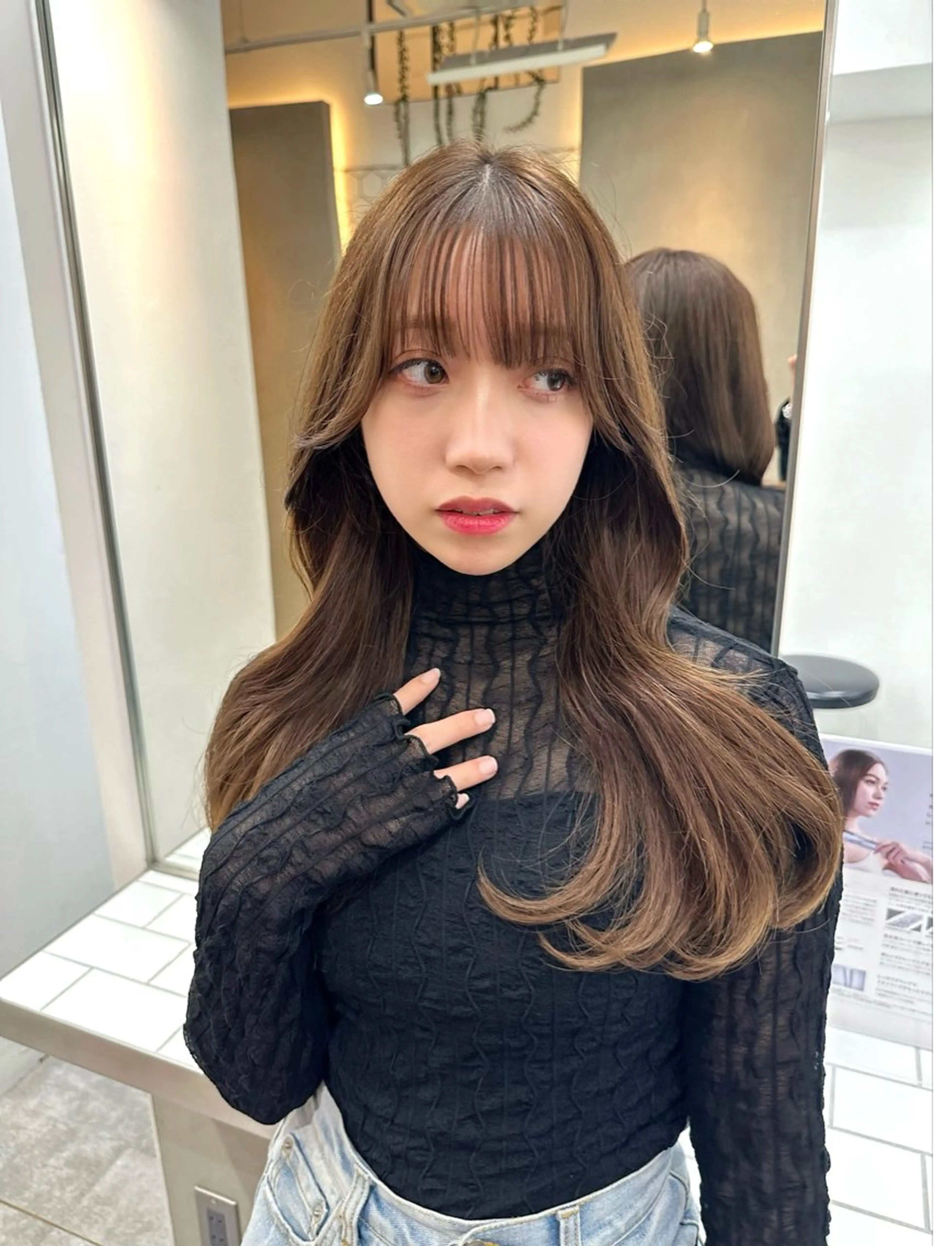 セミロング カラー ミディアムレイヤー 添田晃基のヘアスタイル