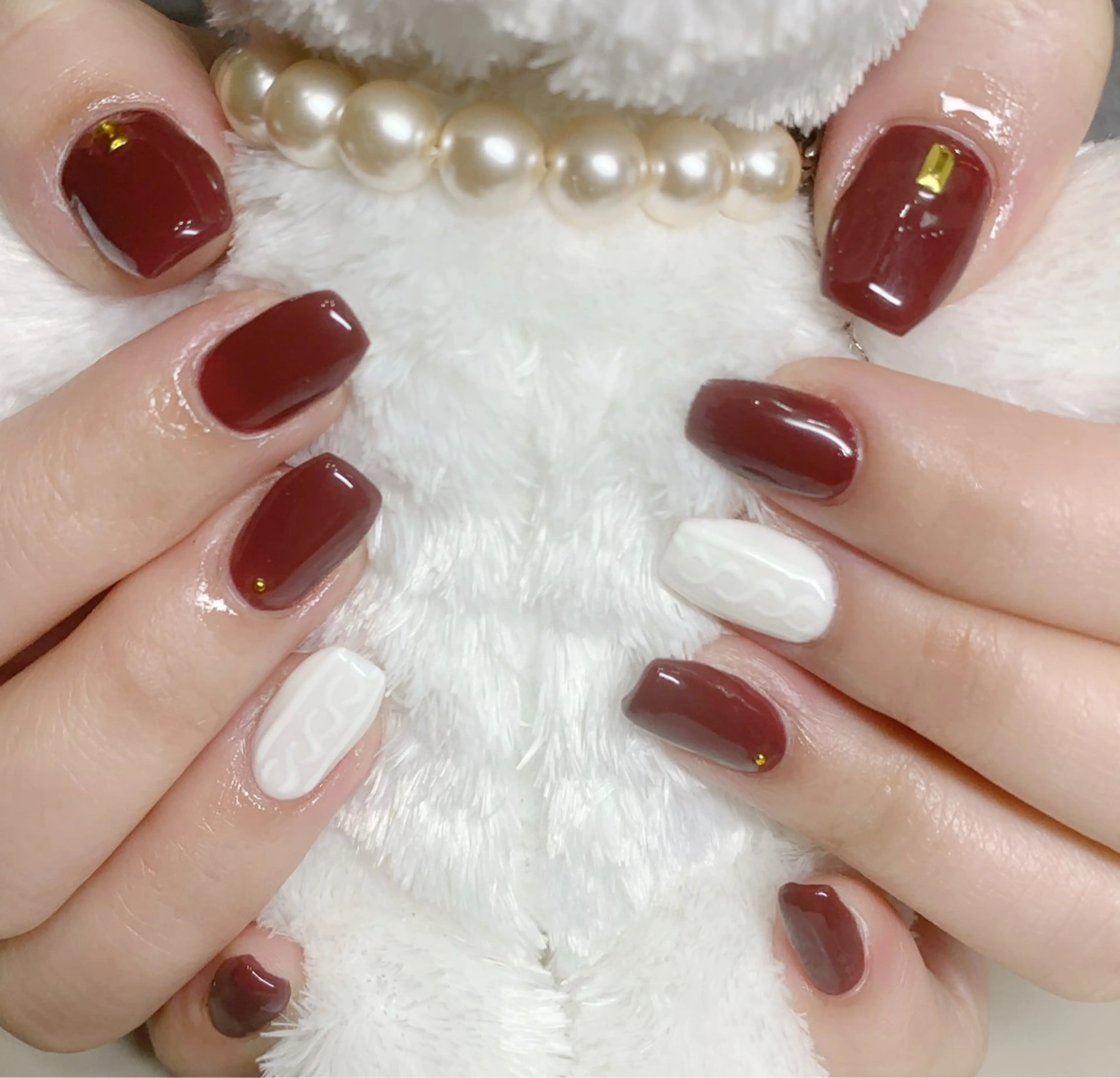 ネイル シンプルネイル 冬ネイル ハンドネイル AI NAのネイルデザイン