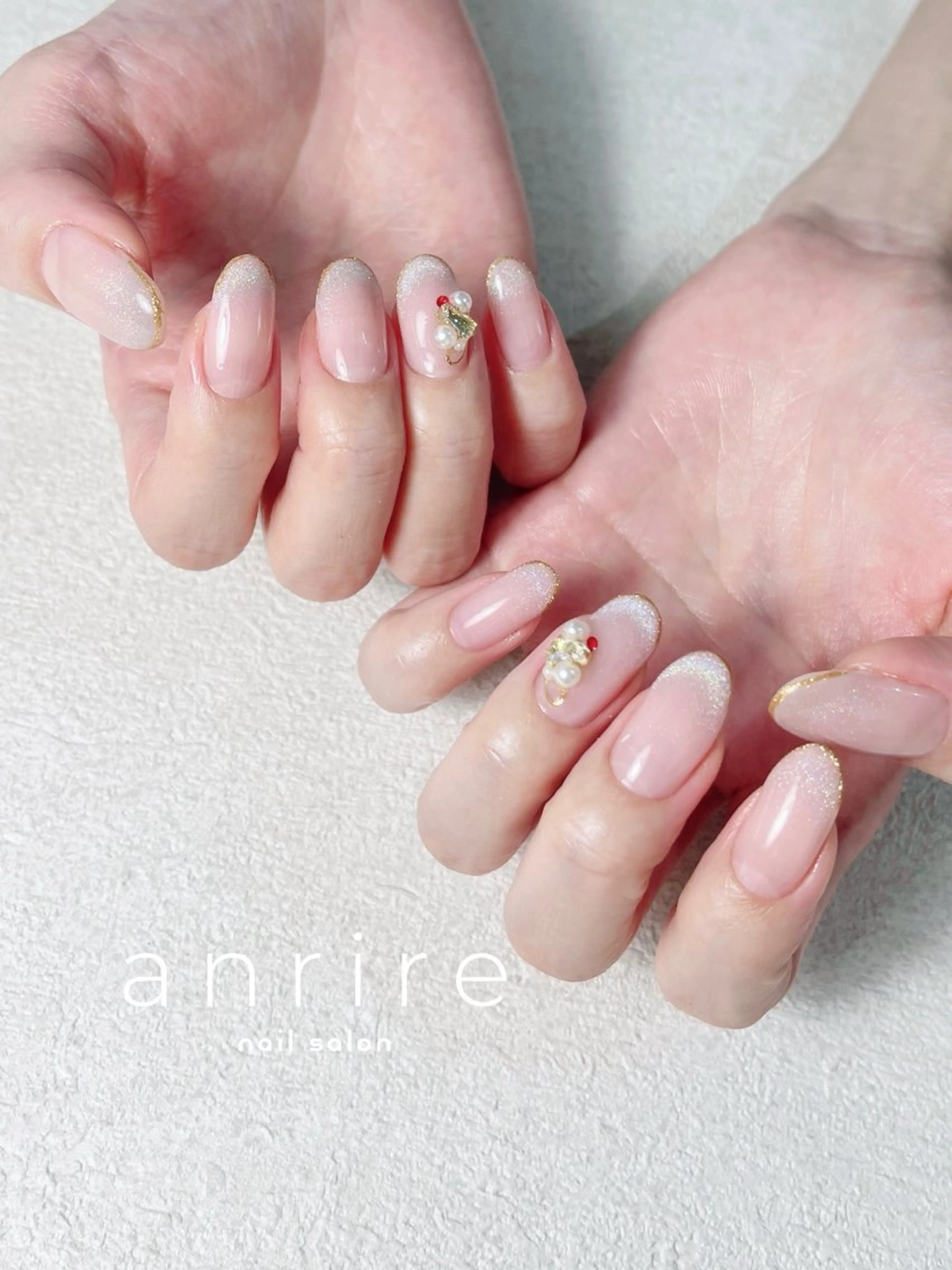ネイル フレンチネイル ジェルネイル グラデーション キラキラネイル ラメ(グリッター) ハンドネイル nailsalon anrireのネイルデザイン