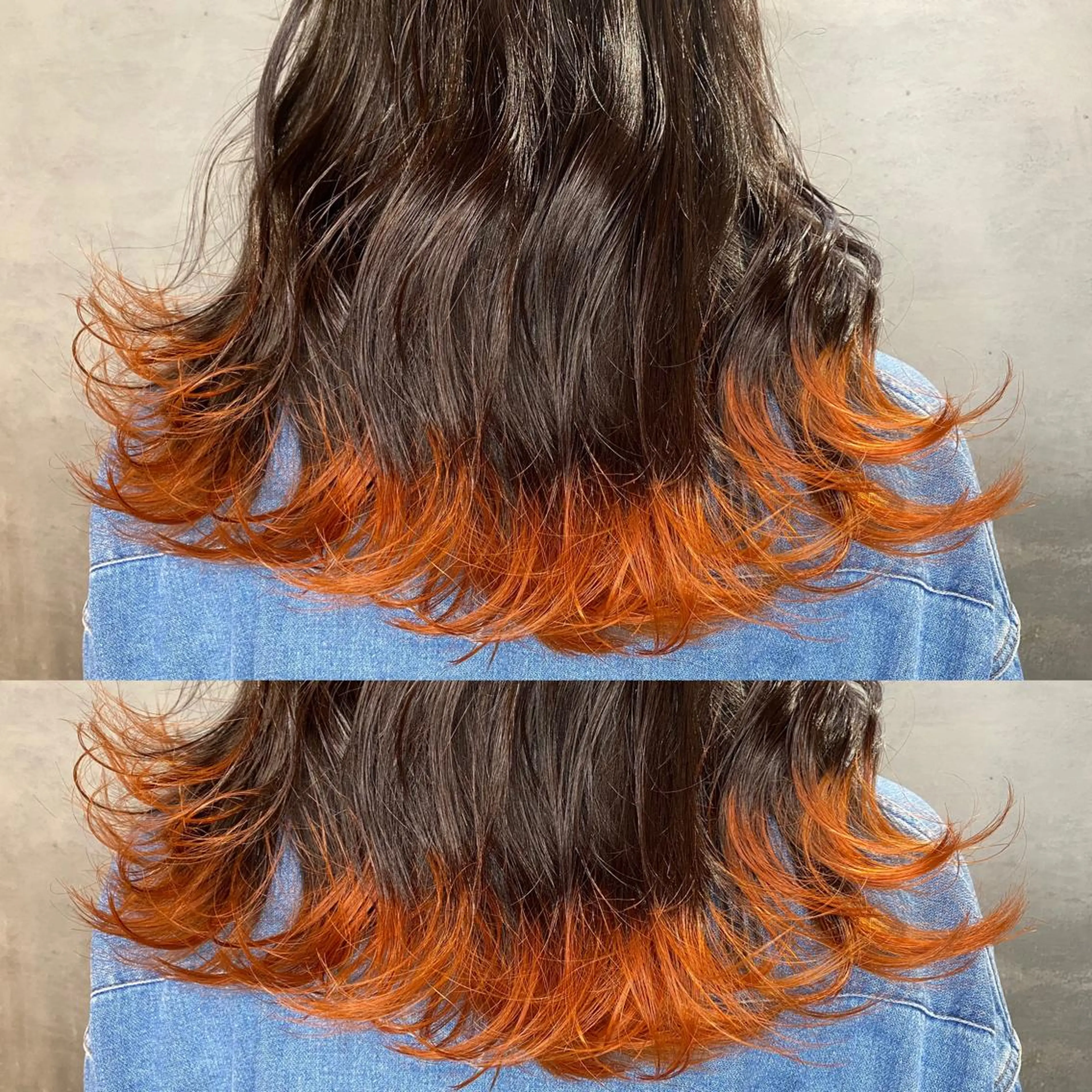 セミロング カラー オレンジ ヘアカラー ツキノキ ミナのヘアスタイル