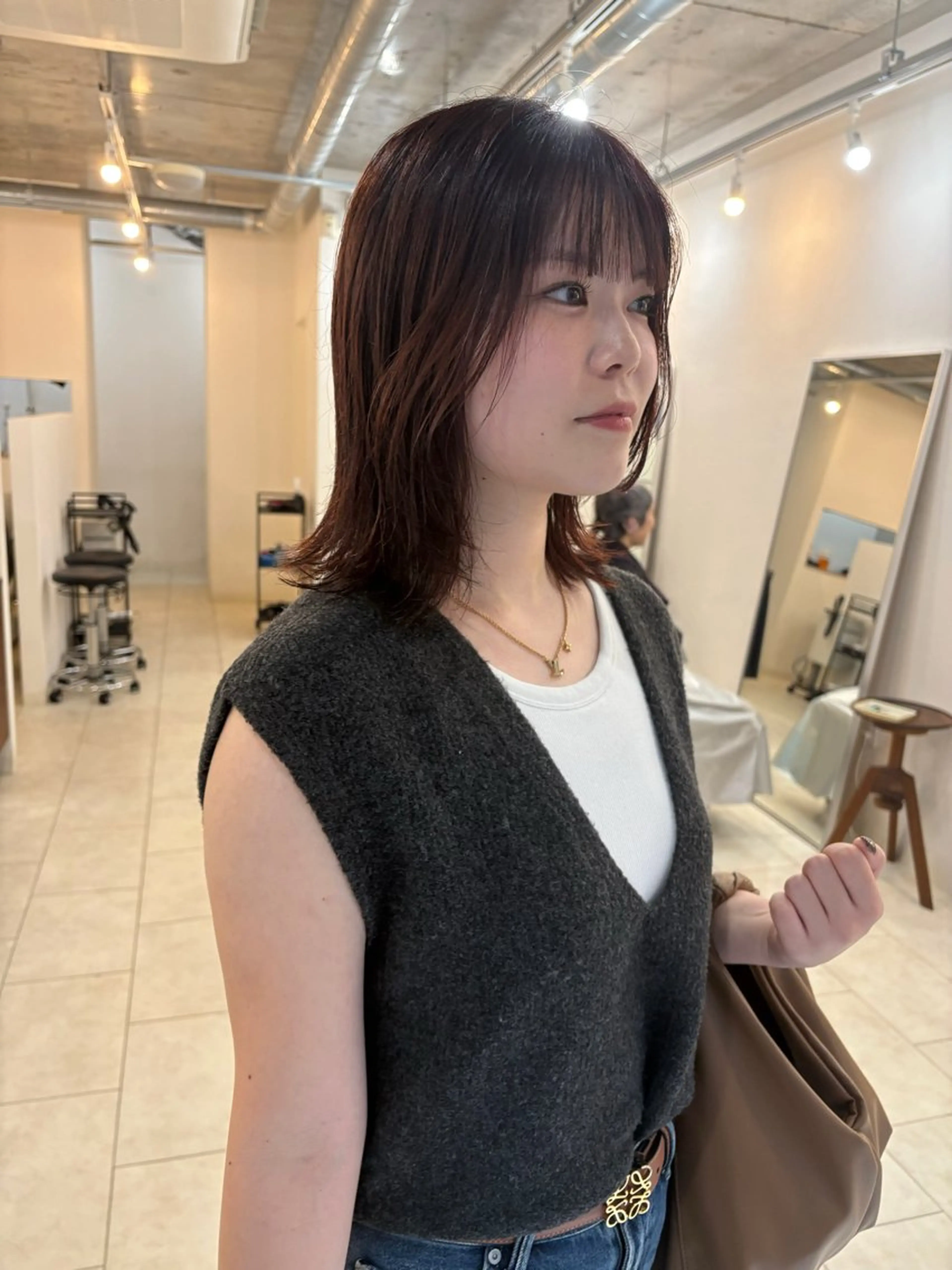 ミディアム カラー パーマ カット ヘアカラー 縮毛矯正 eri kinjoのヘアスタイル