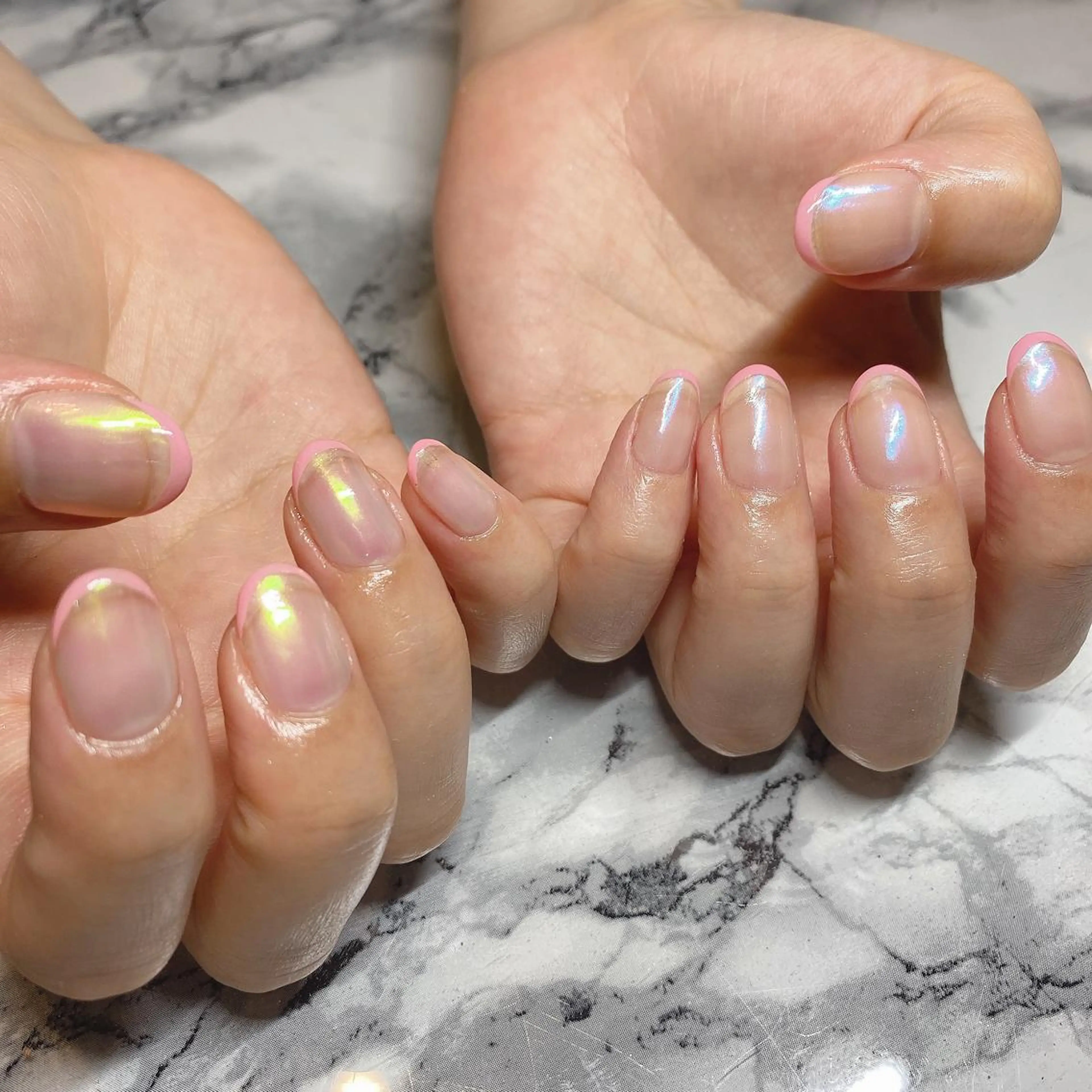 ネイル アートネイル オーロラネイル フレンチネイル ニュアンスネイル ワンカラーネイル To Me Nail所属・🩵 mei🩵のネイルデザイン