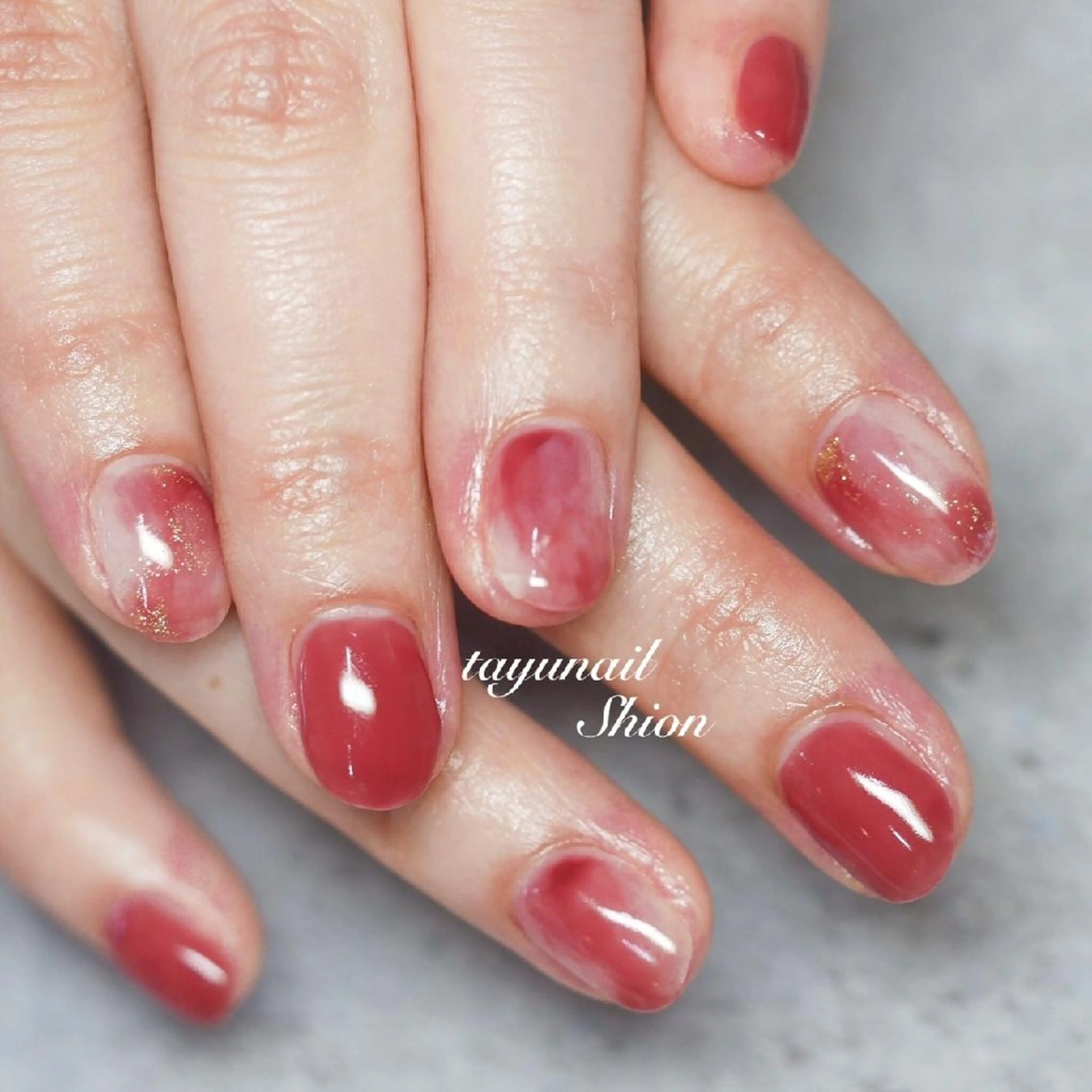 ネイル アートネイル ブルー ジェルネイル 氷ネイル・うるうるネイル ニュアンスネイル ネイルサロン 【たゆnail】のネイルデザイン