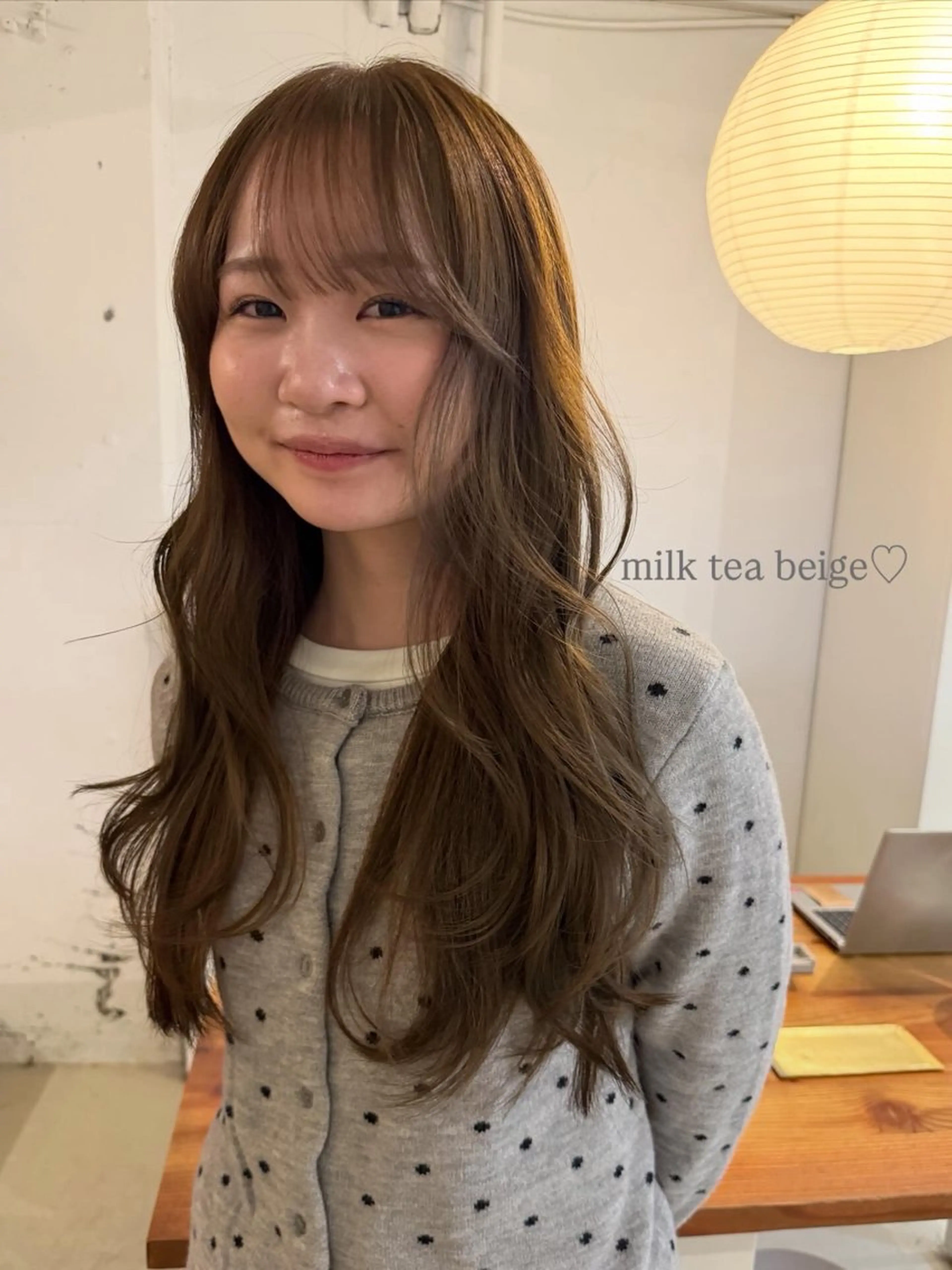 ロング カラー ベージュカラー ブリーチ ダブルカラー ミルクティーベージュ ブリーチなしカラー ヘアカラー 落合希 Olivebeigeのヘアスタイル
