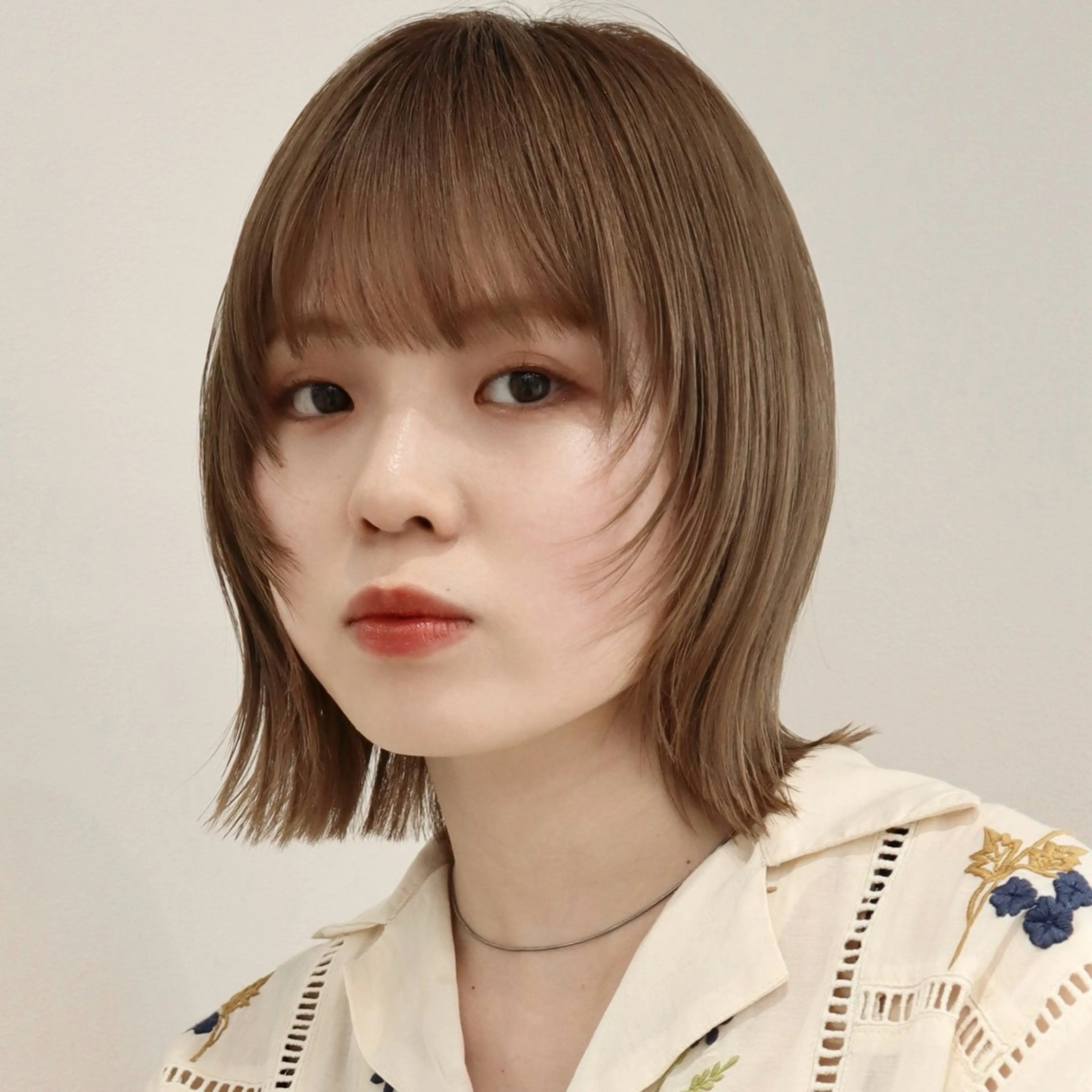 ミディアム カラー カット ヘアカラー saki‪🌱‬♡ /ボブ/透明感カラーのヘアスタイル