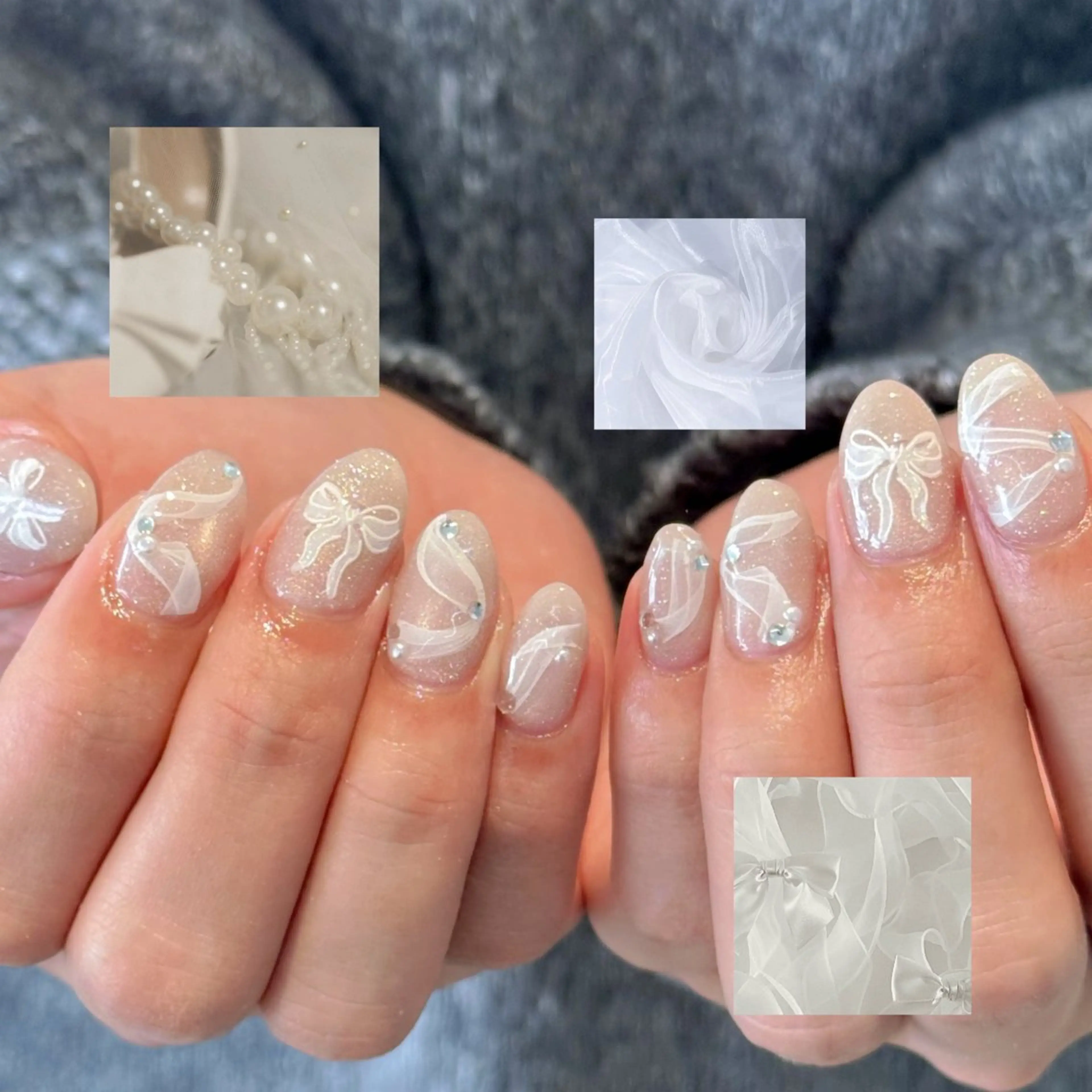 ネイル リボン ハンドネイル ハンドケア Chizuru ☾ ໋のネイルデザイン