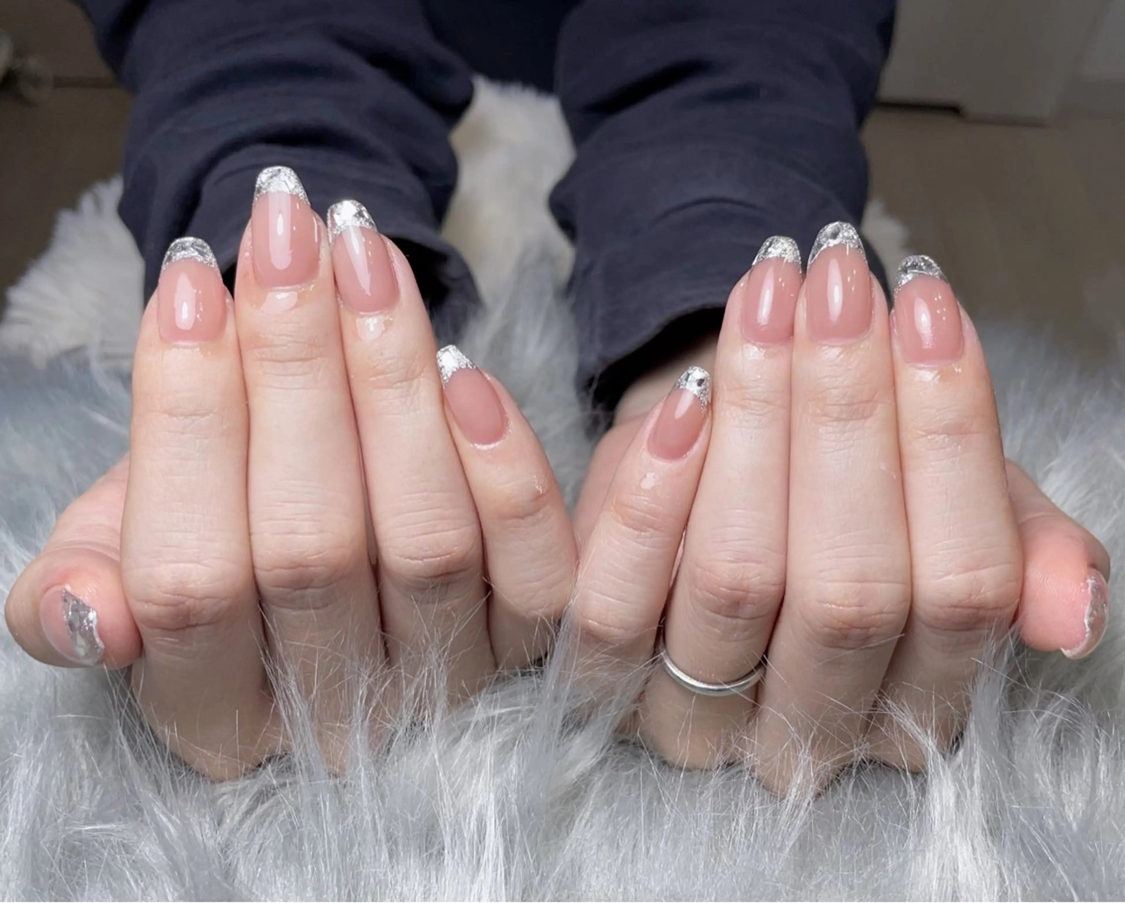 ネイル フレンチネイル ジェルネイル ガラスフレンチ オフィスネイル パラジェル BLANC.nail所属・BLANC.nail yuuのネイルデザイン