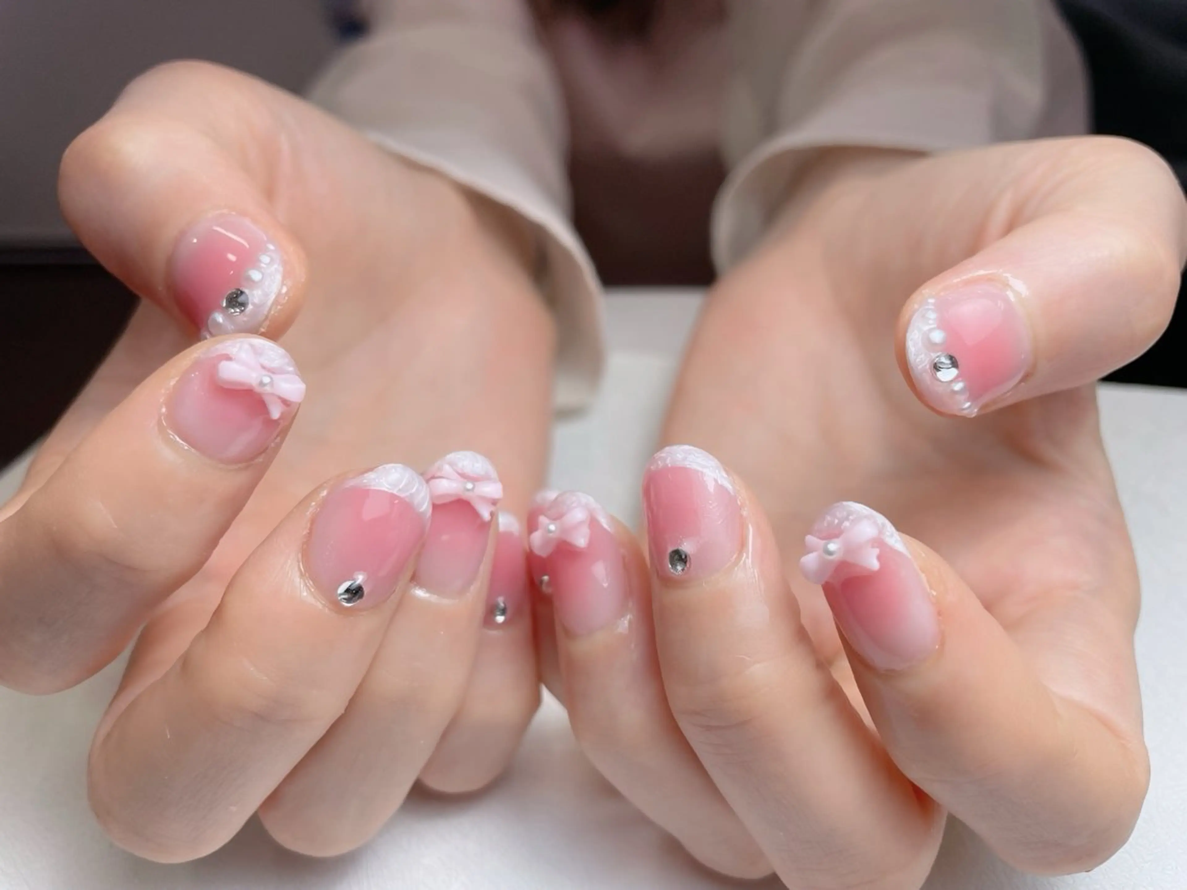 ネイル 長さ出し フットネイル フレンチネイル ジェルネイル ガラスフレンチ 中野駅から2分 MEO NAILのネイルデザイン