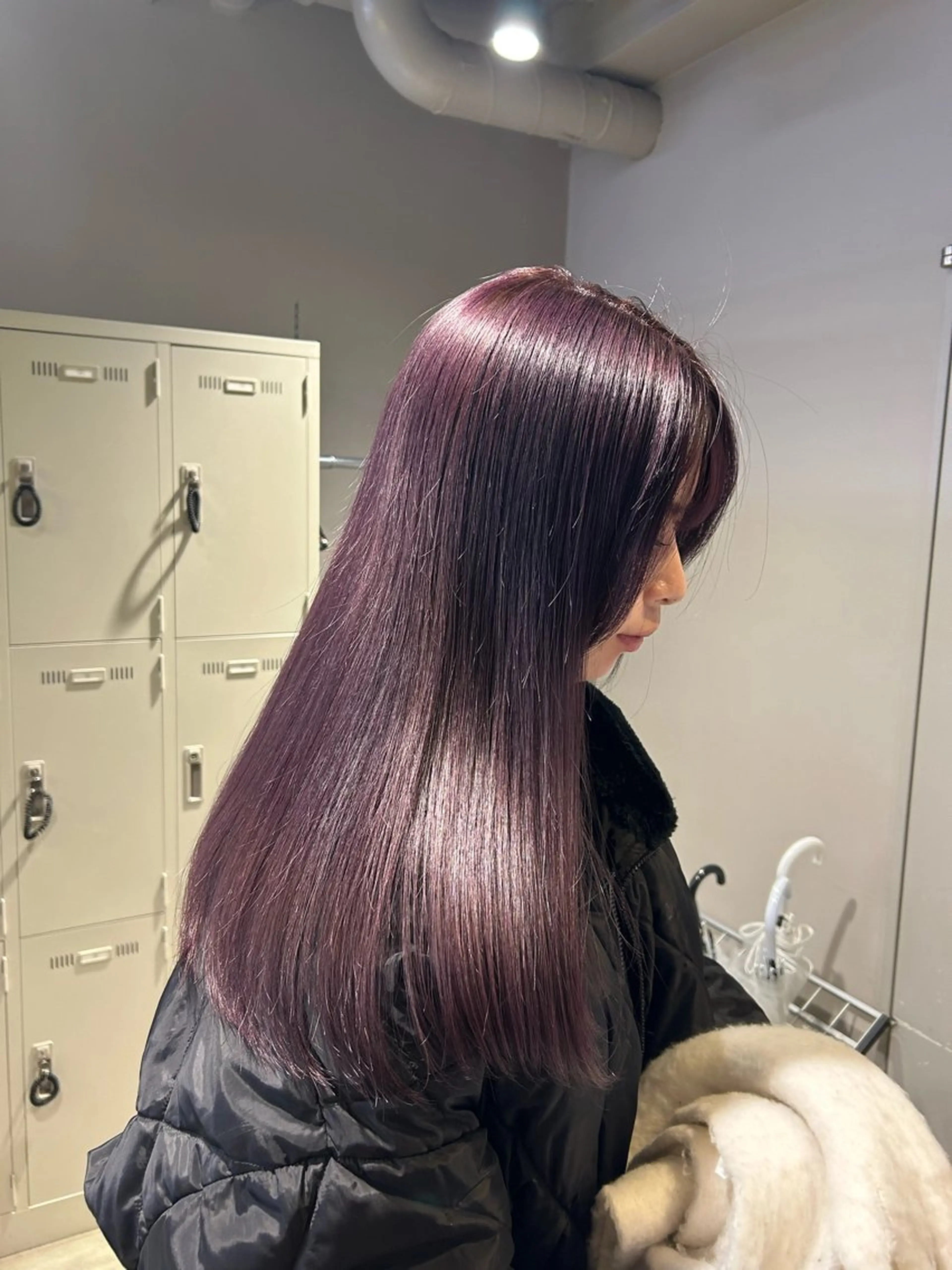 セミロング カラー ヘアアレンジ ラベンダーカラー ヘアカラー トリートメント ヘアセット 💎韓国/ レイヤー カット/ 暖色🫧のヘアスタイル