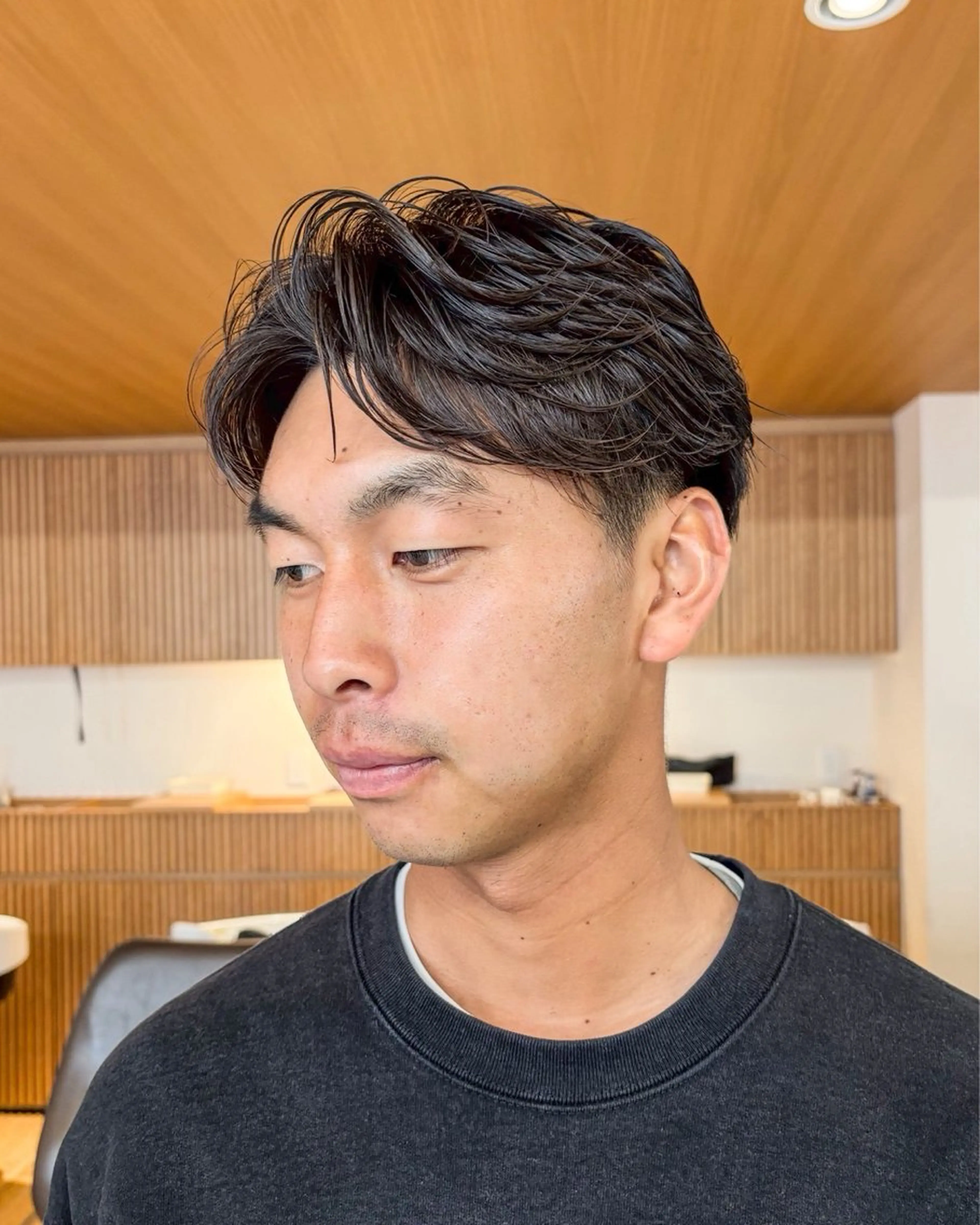 ショート メンズ カット パーマ センターパート職人 柏/メンズ/ ハルキのヘアスタイル