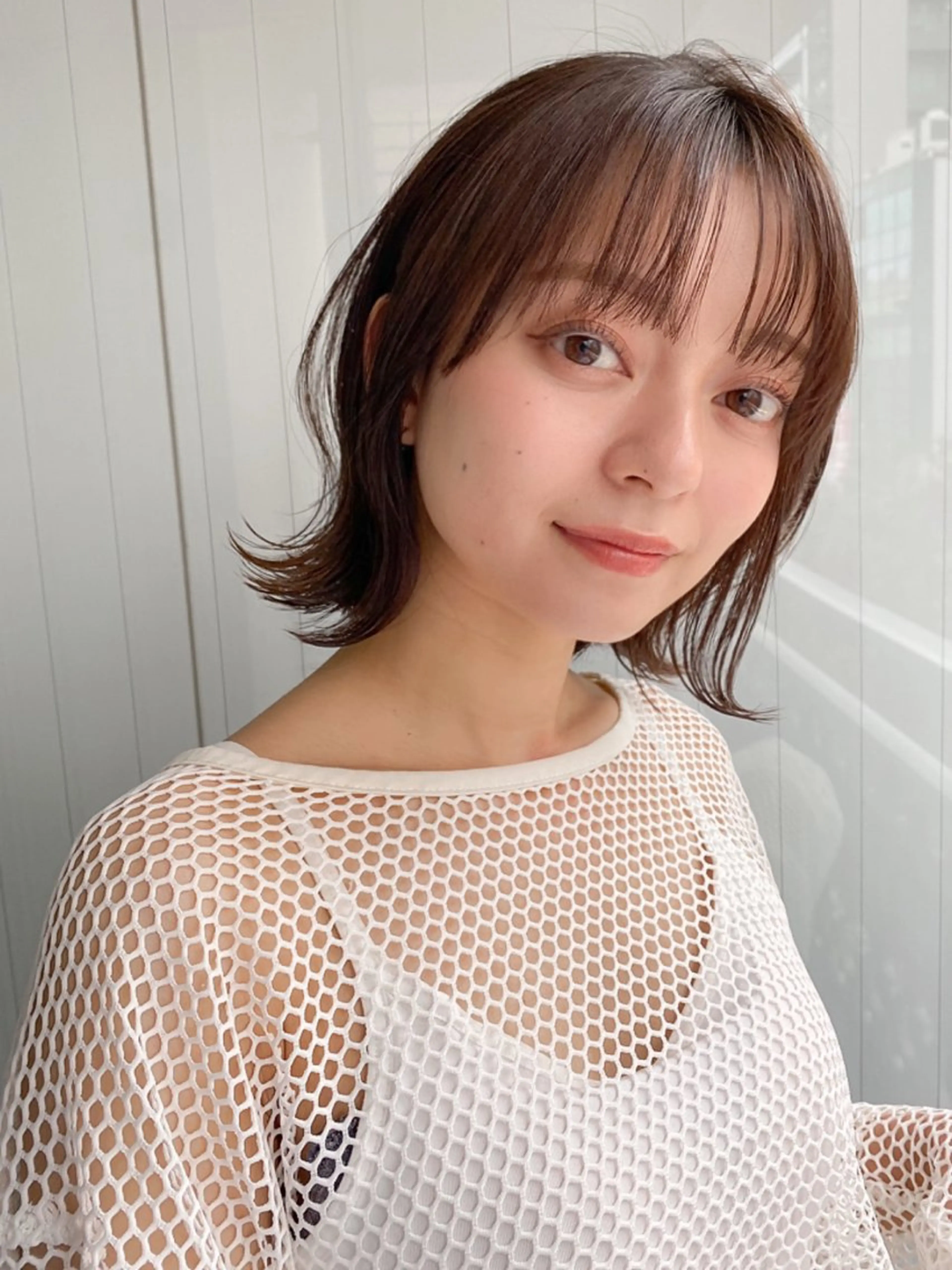 ミディアム カラー ボブ カット ヘアカラー トリートメント レイヤー×髪質改善✨ 渋谷/佐藤侑哉のヘアスタイル