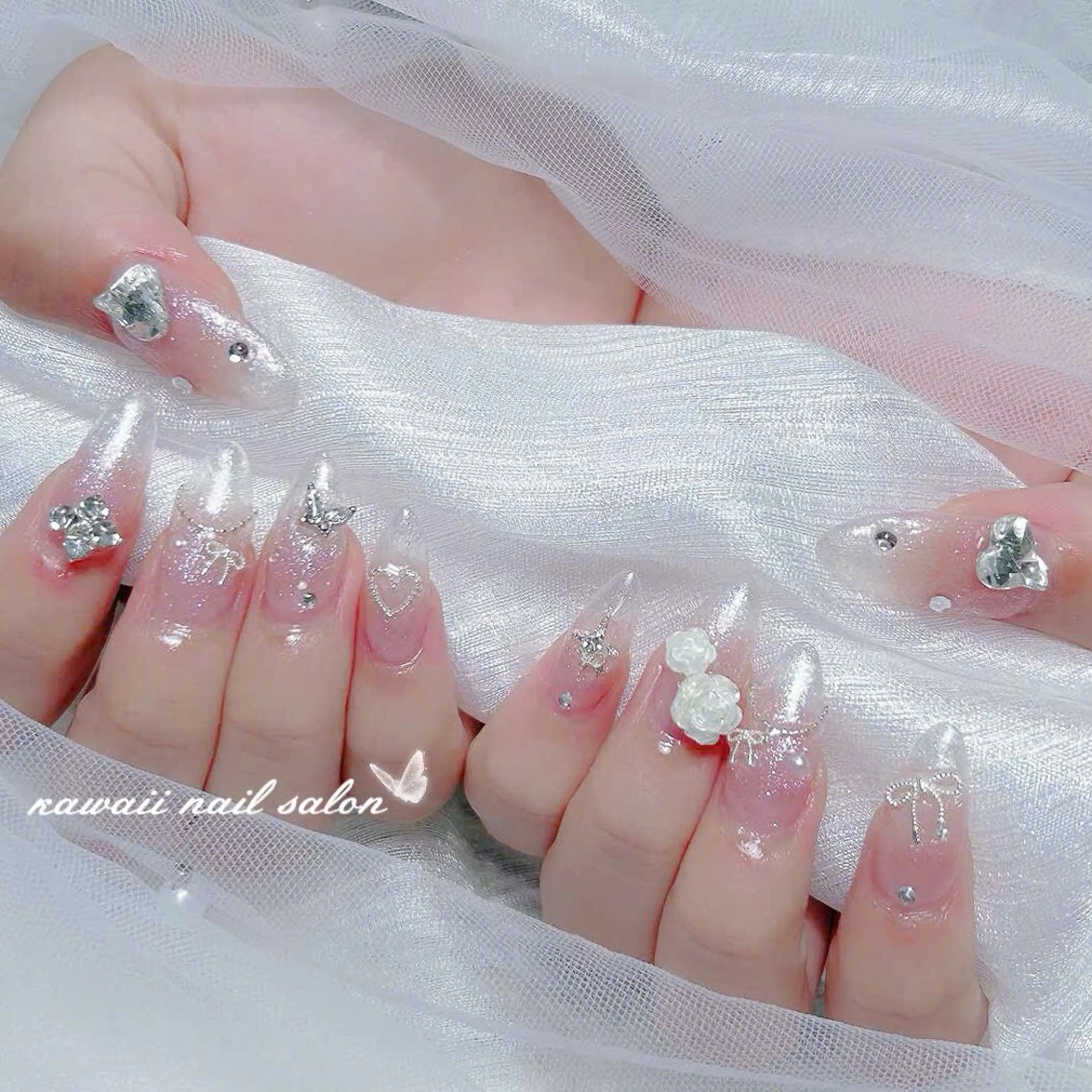 ネイル チークネイル ドット フレンチネイル 韓国ネイル レース Kawaii Nail Salonのネイルデザイン