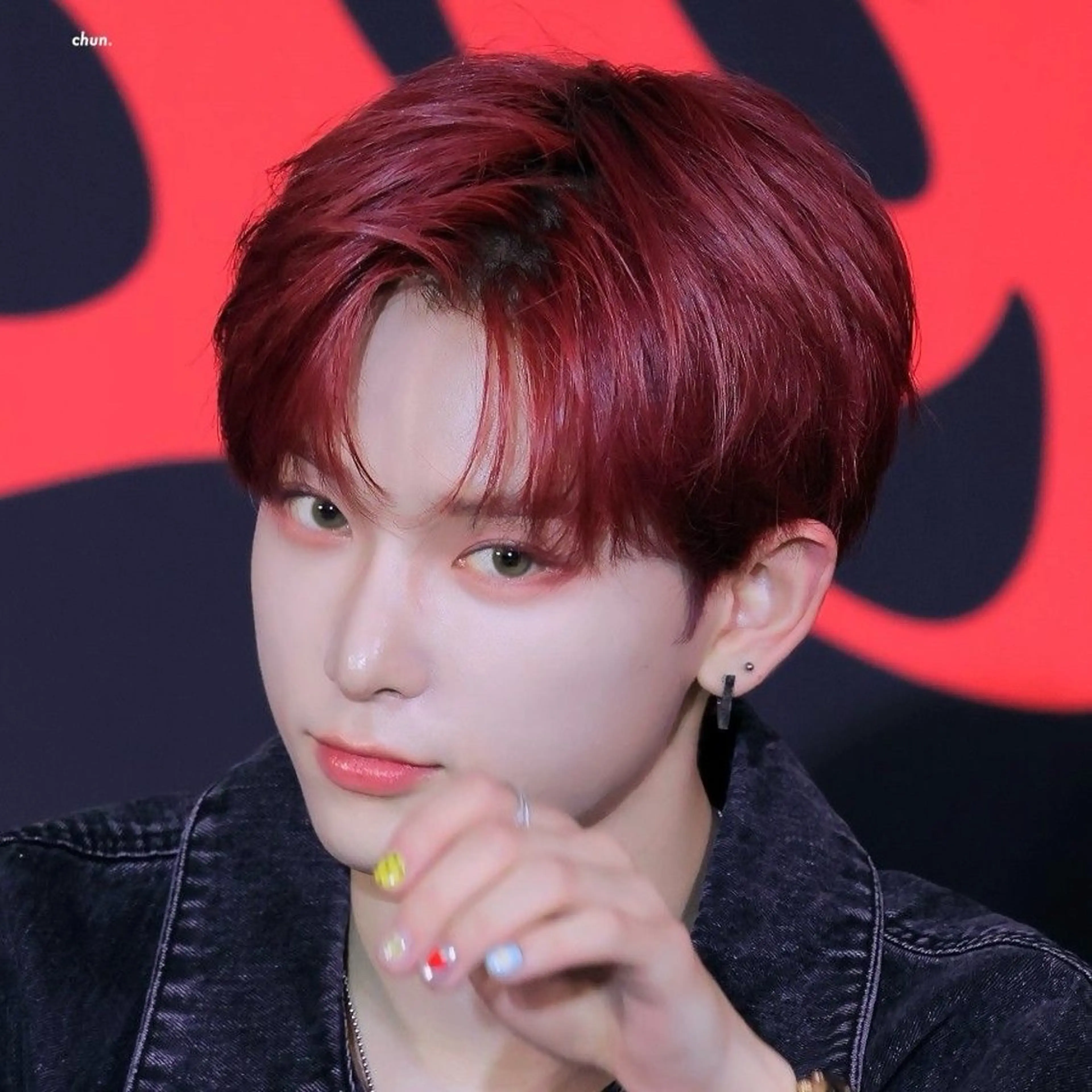 韓国風レッドカラー|ブリーチなしダブルカラー+カットの写真