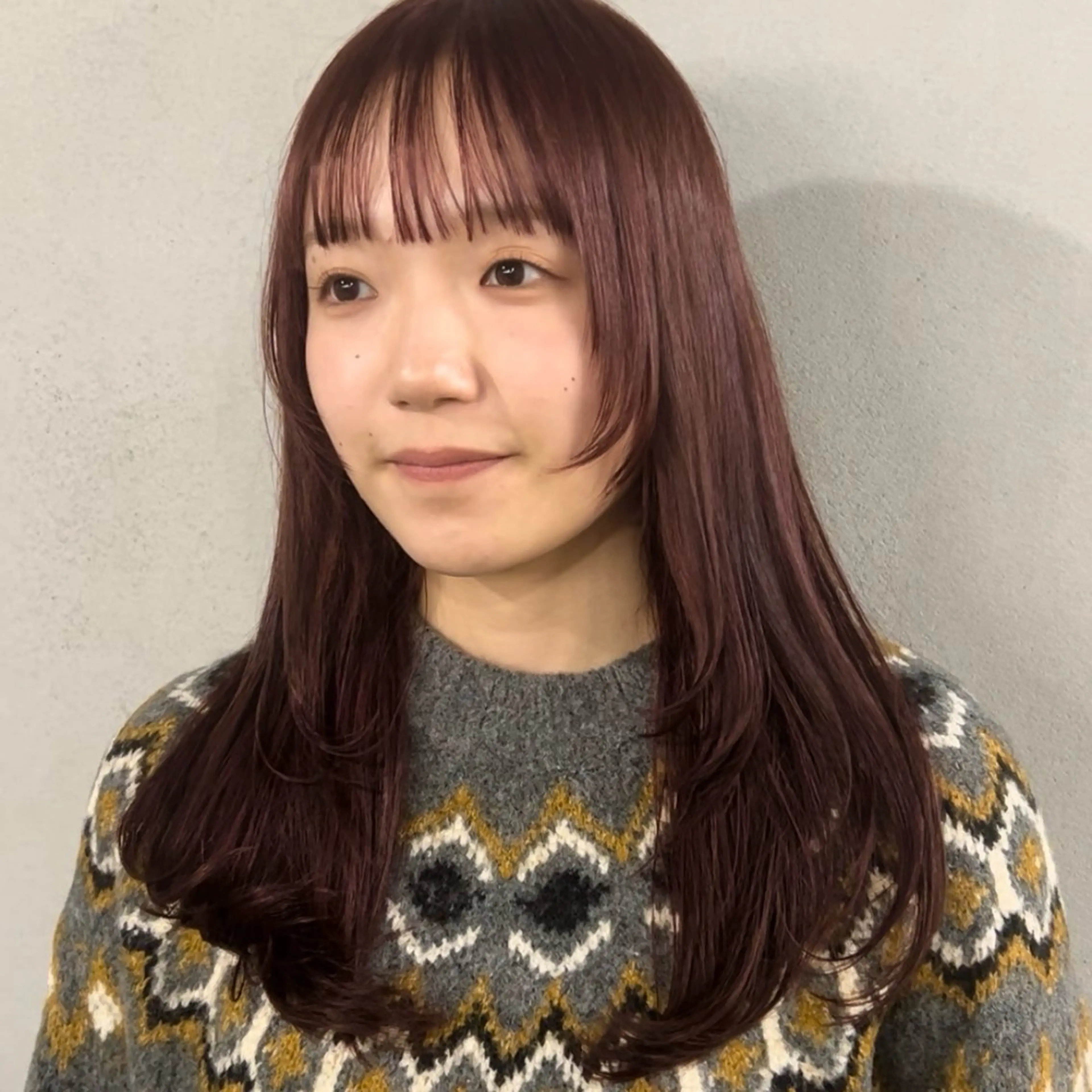 セミロング カラー ボルドーカラー レイヤーカット #tag  田島 純奈のヘアスタイル