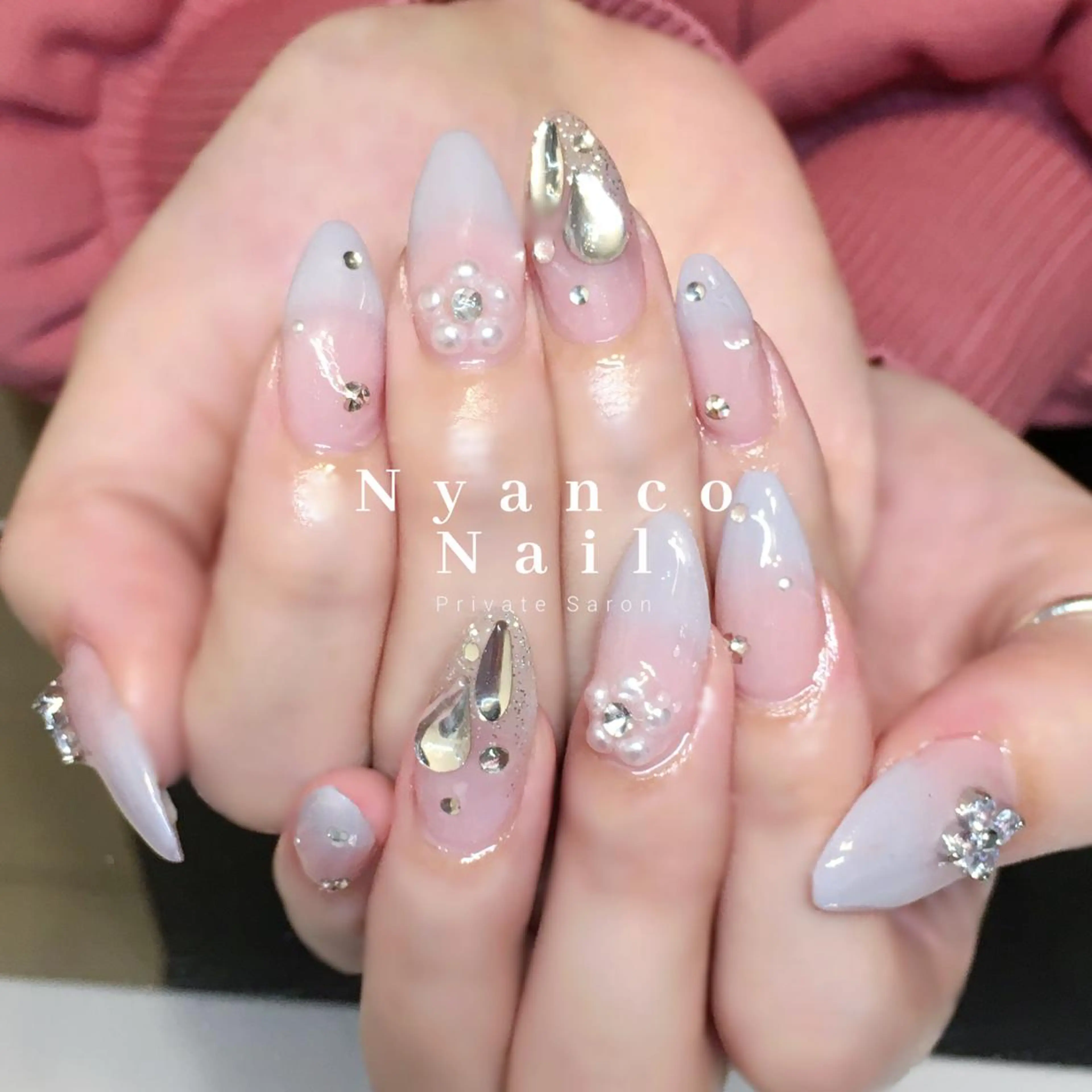 ネイル ブルー ジェルネイル グラデーション 水色 夏ネイル Nyanco Nailのネイルデザイン