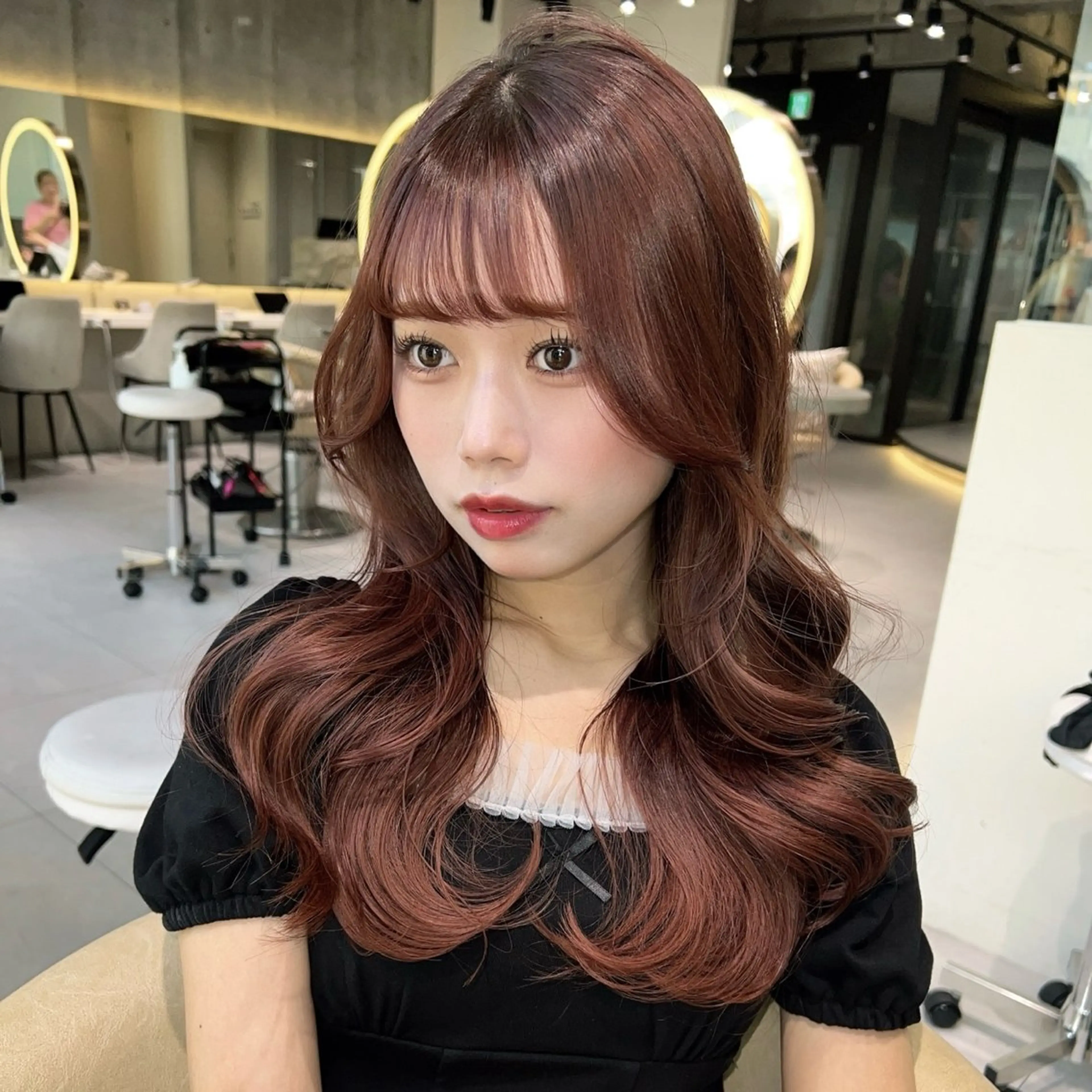 ロング カット ヘアカラー トリートメント 顔周り🇰🇷韓国 レイヤー/モエのヘアスタイル