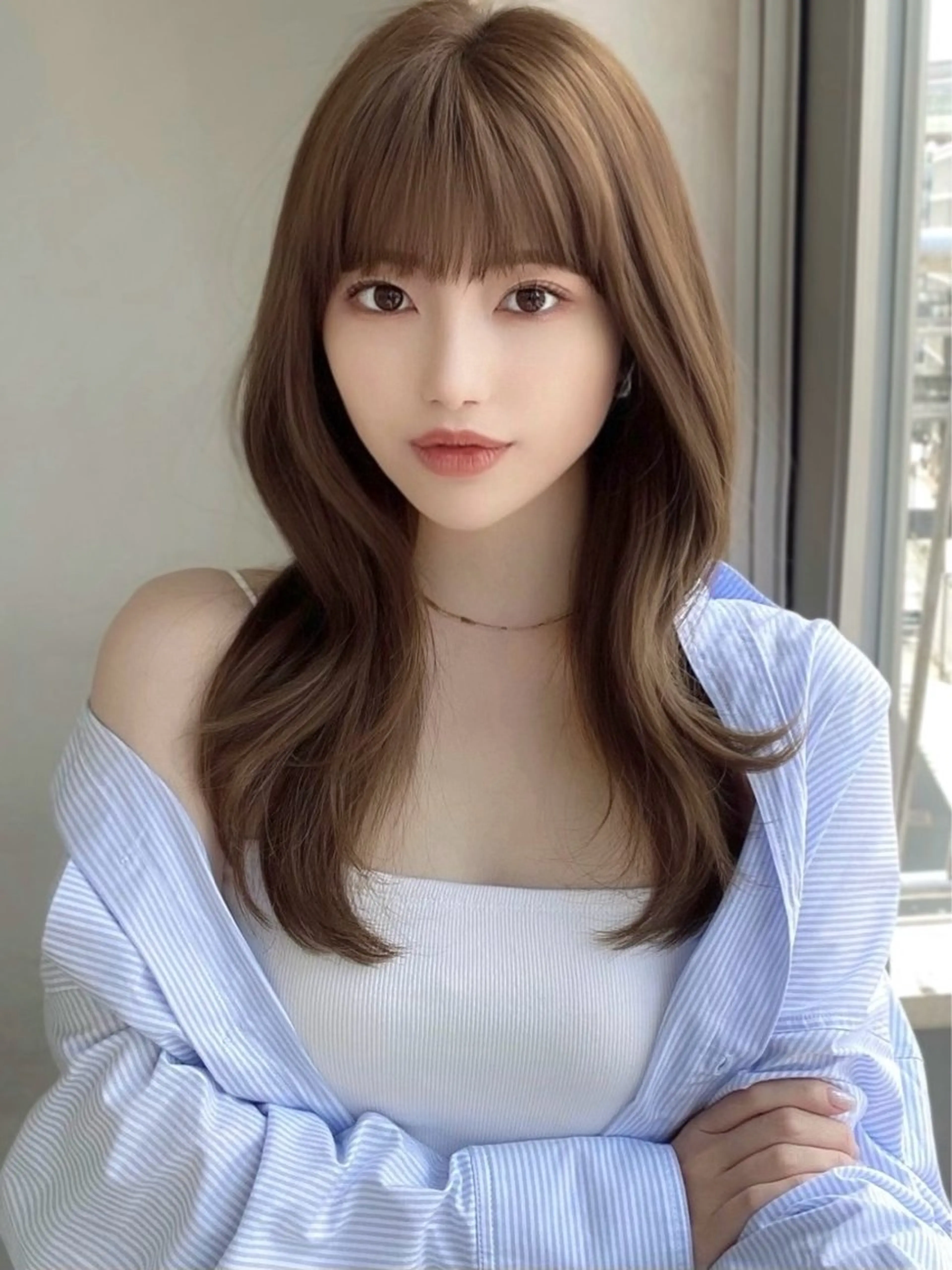 セミロング くびれヘア エギョモリ ヨシンモリ 韓国風ヘア レイヤーカット 似合わせレイヤー モテカラー🤍三科のヘアスタイル