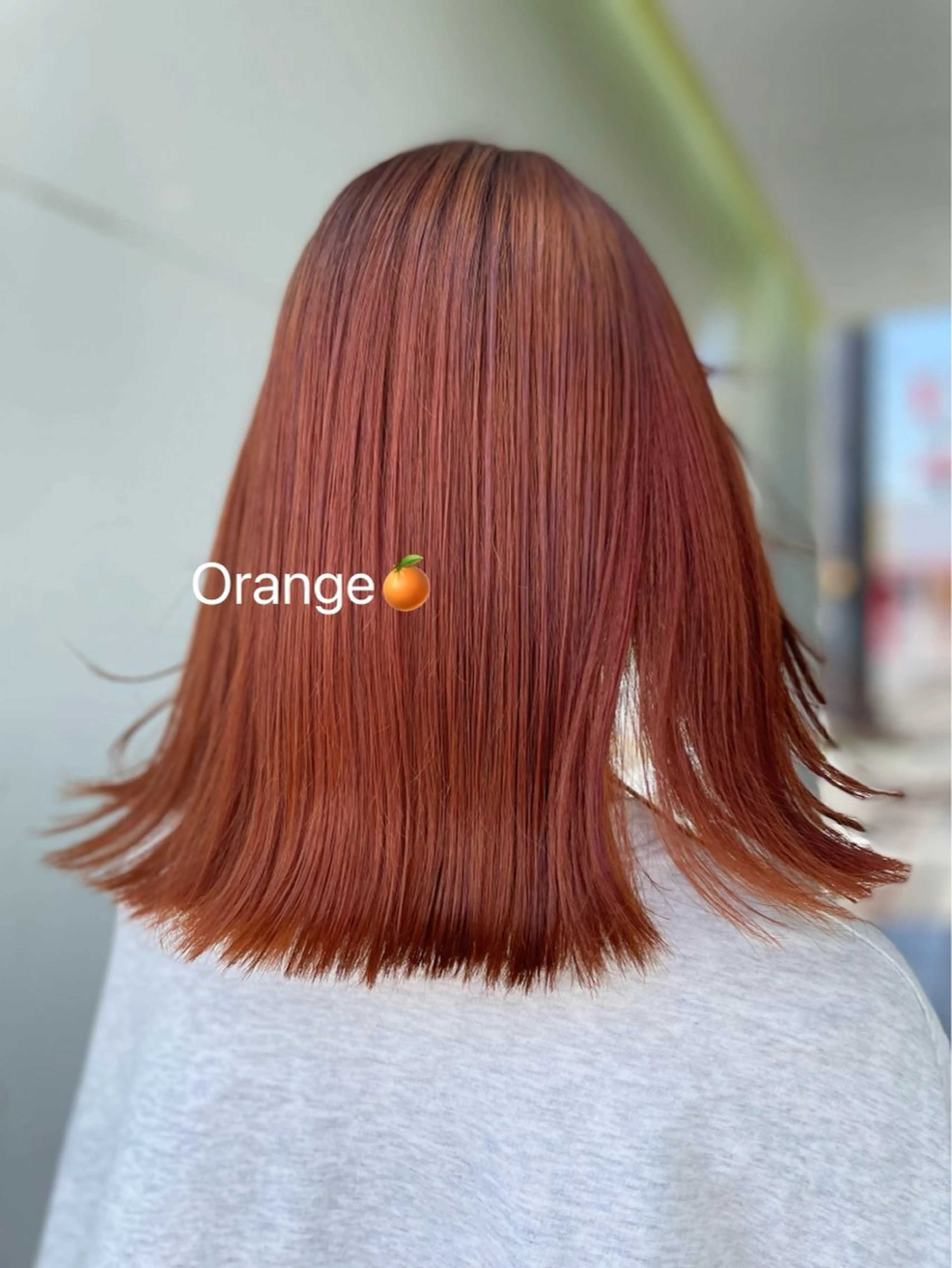 ミディアム カラー オレンジ LiTA 浜線店 かなえみゆうのヘアスタイル