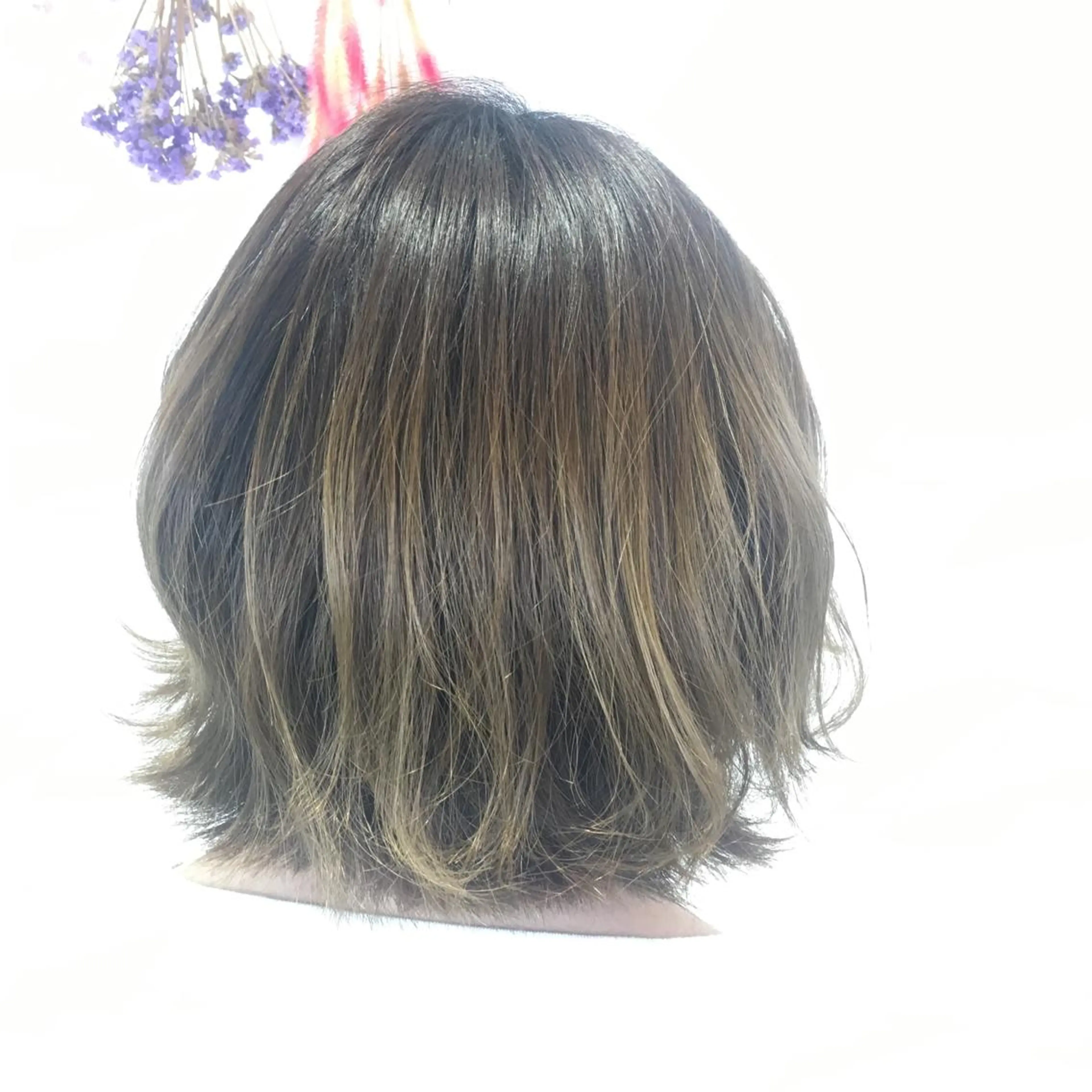ショート 切りっぱなしボブ ボブ 小顔レイヤー/ ベージュ🤍Rieのヘアスタイル