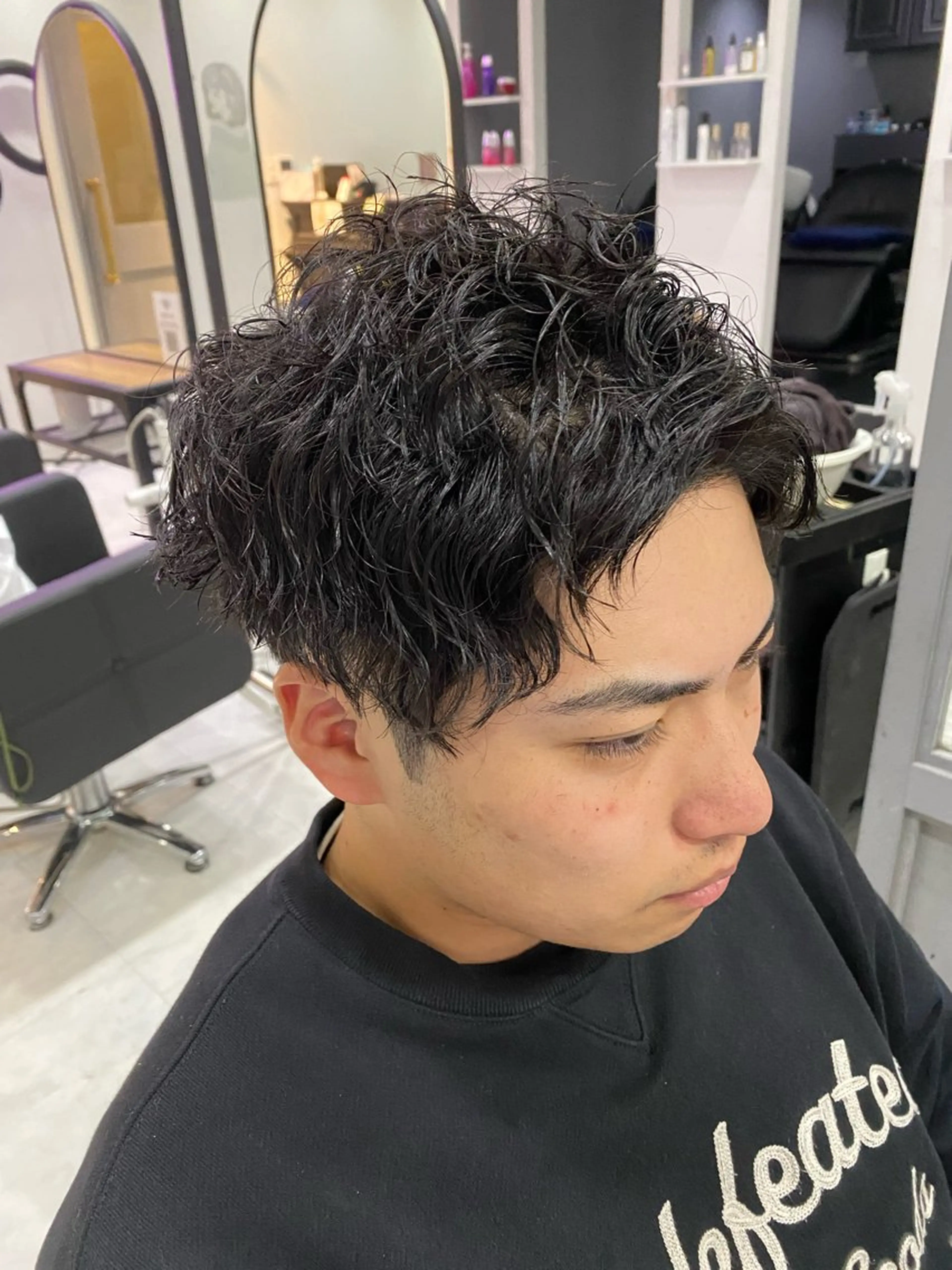 ミディアム パーマ メンズ カット パーマ トリートメント 🟣メンズパーマ 川端 永遠🟣のヘアスタイル