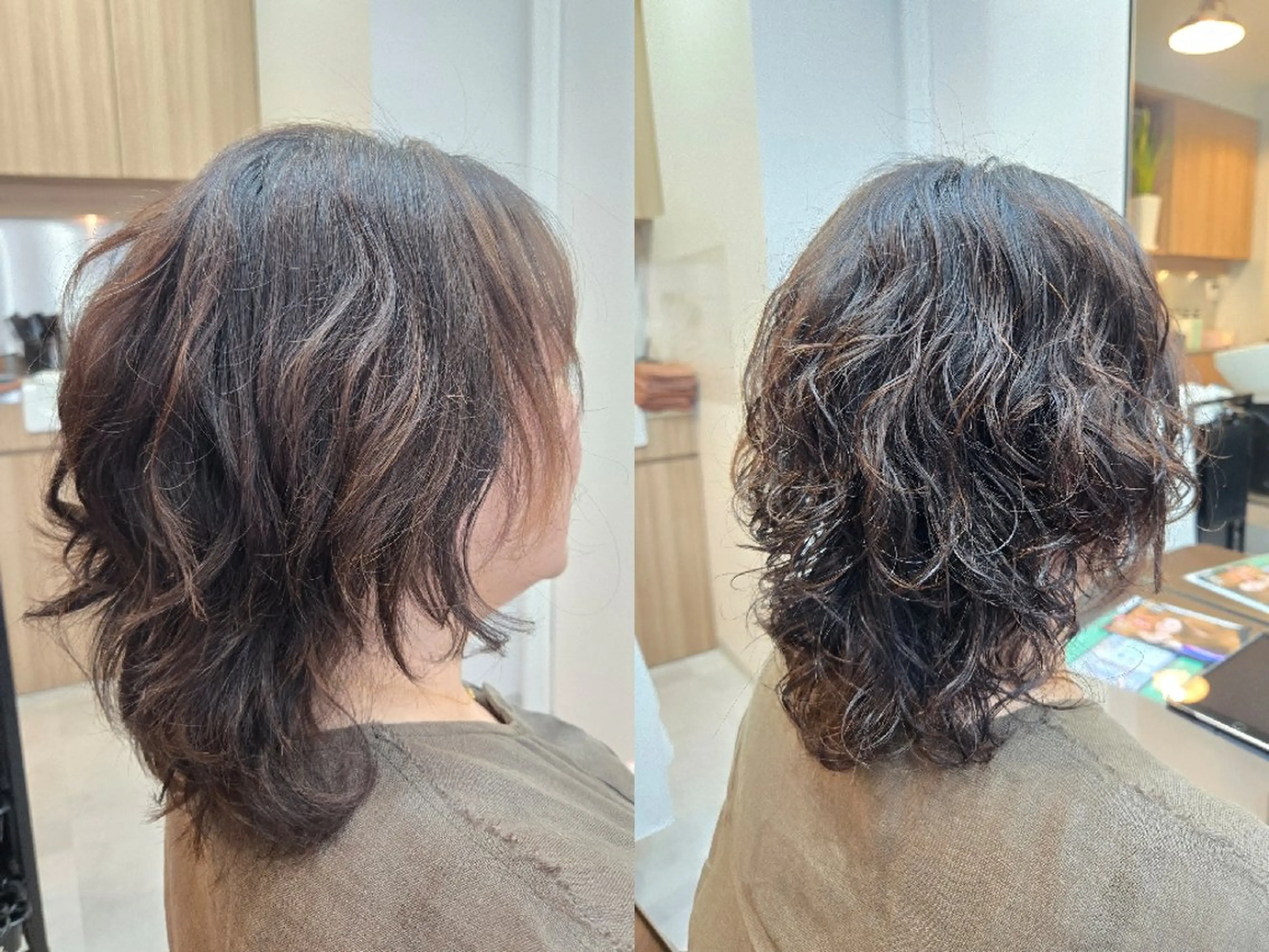 ミディアム パーマ ミディアムパーマ ウルフカット カット パーマ トリートメント 野村 果音(カノン)のヘアスタイル