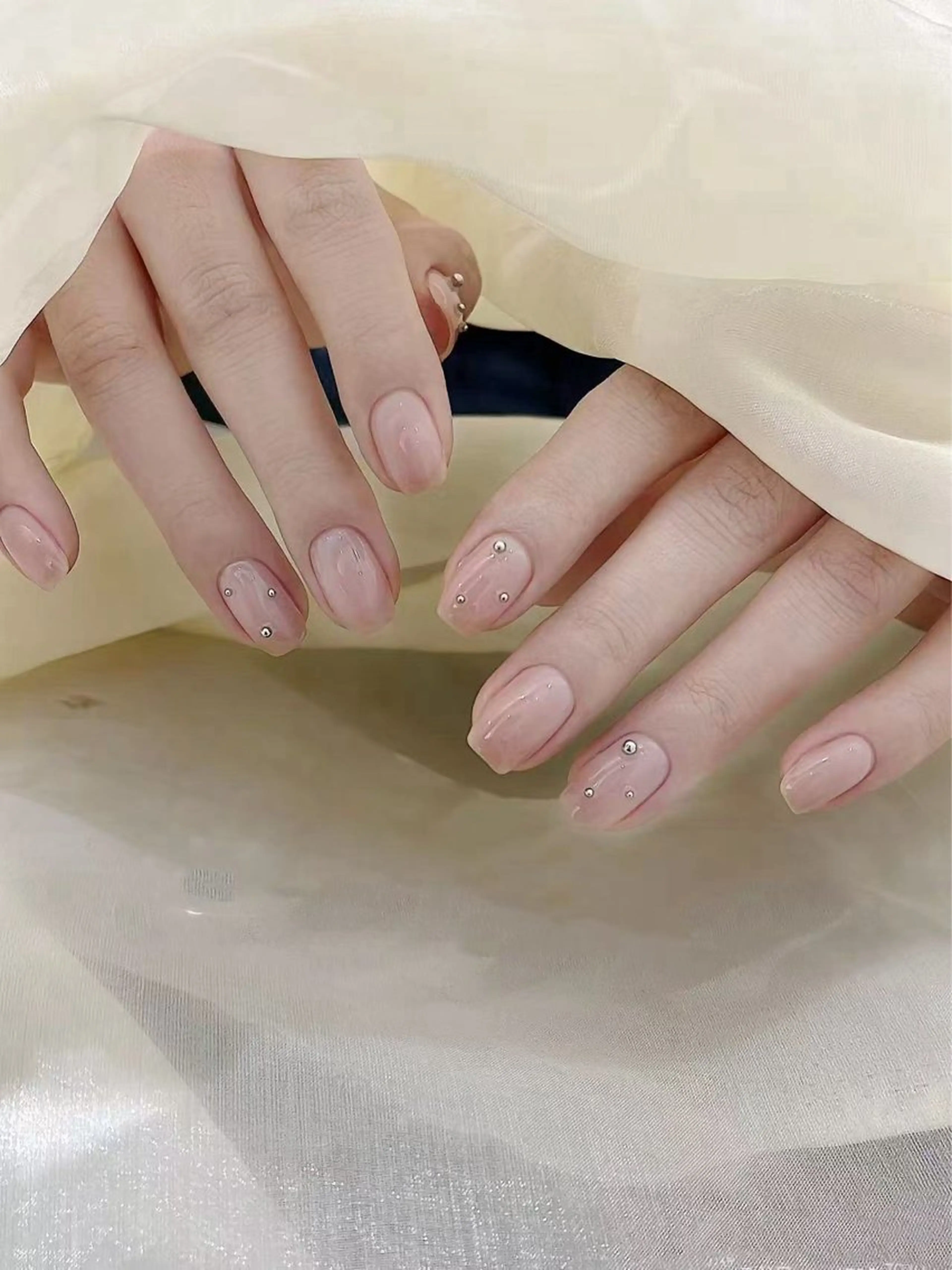 ネイル フラワーネイル フレンチネイル ジェルネイル ガラスフレンチ ハート ハンドネイル BabyYouMi nailのネイルデザイン