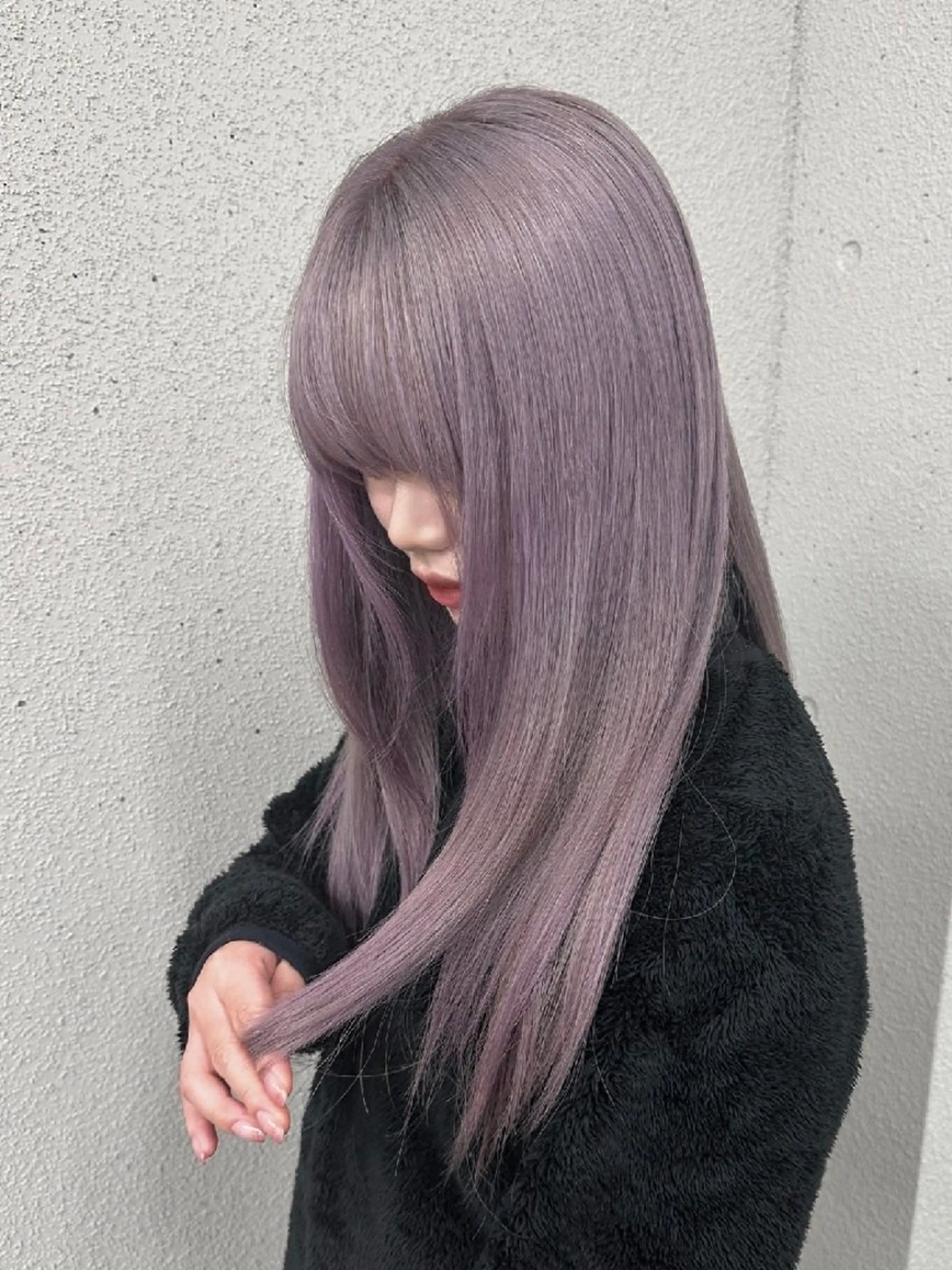 カラー ロング ラベンダーカラー ラベンダーグレー ヘアカラー IPPO アカデミーのヘアスタイル