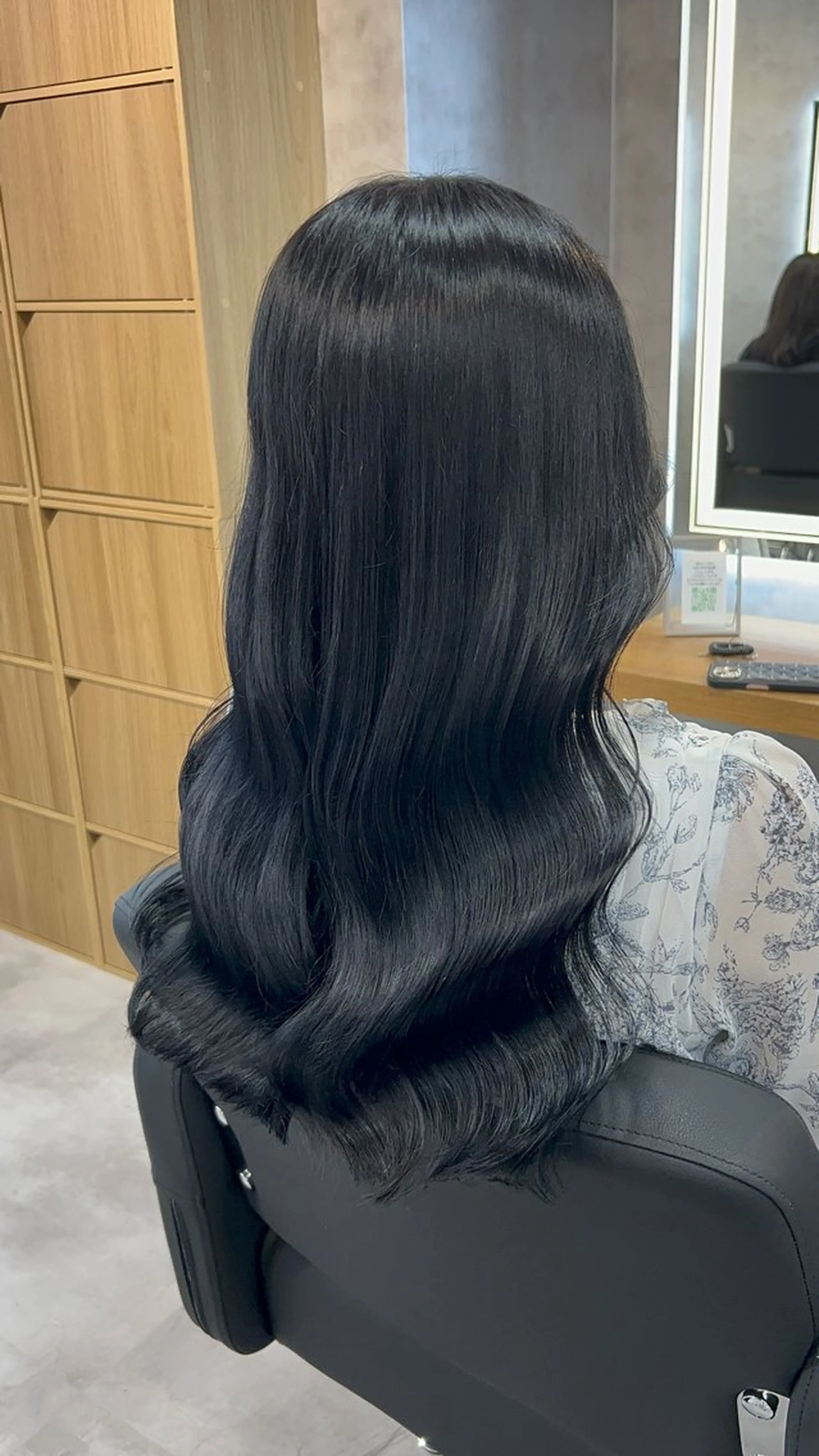 ロング カラー 黒髪 ブルーカラー ブルーブラック ヘアカラー トリートメント ブリーチなしの達人 🌈KAITOのヘアスタイル