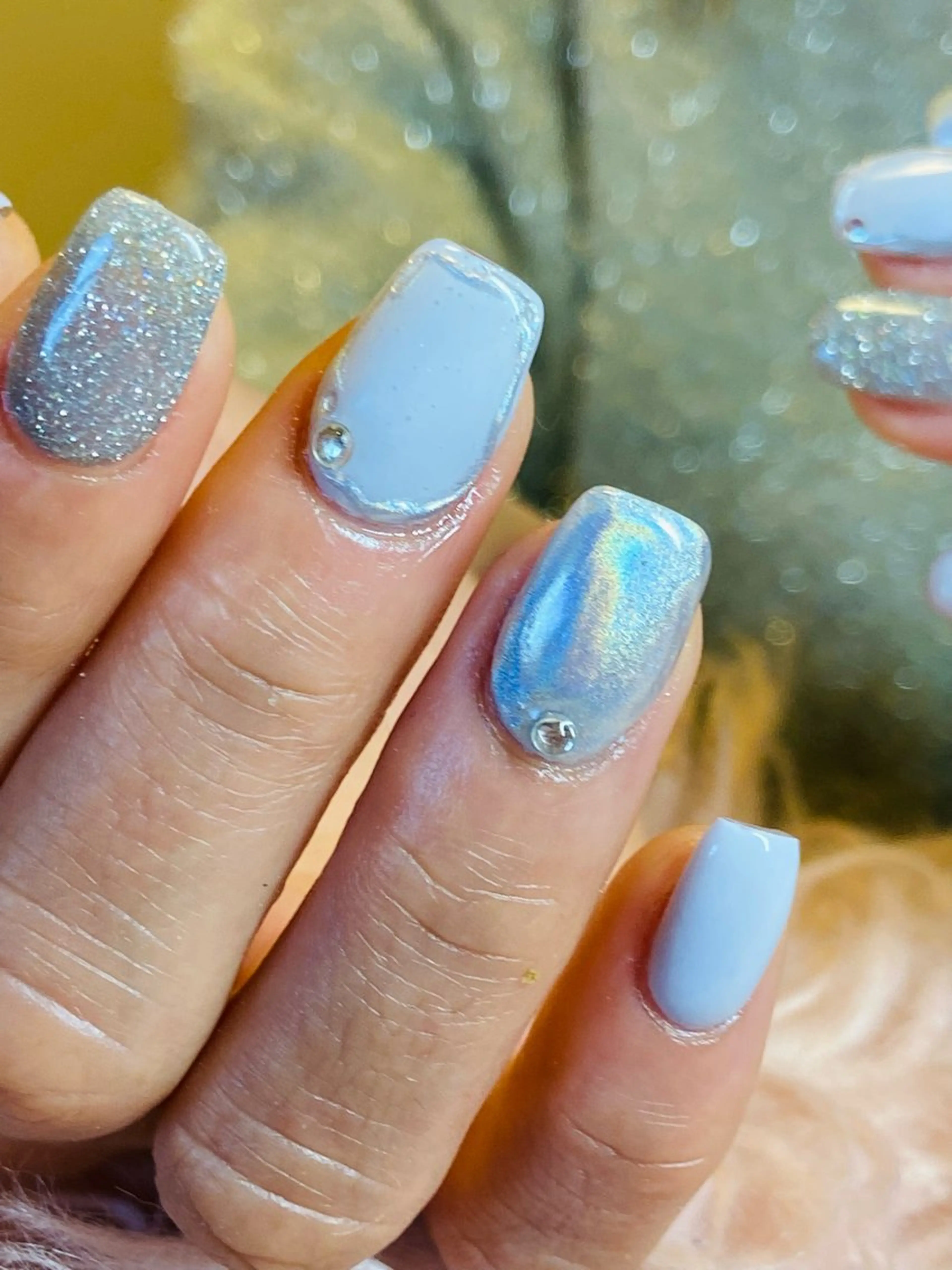 ネイル 長さ出し ミラーネイル HandSnail 座間自宅ネイルサロンのネイルデザイン