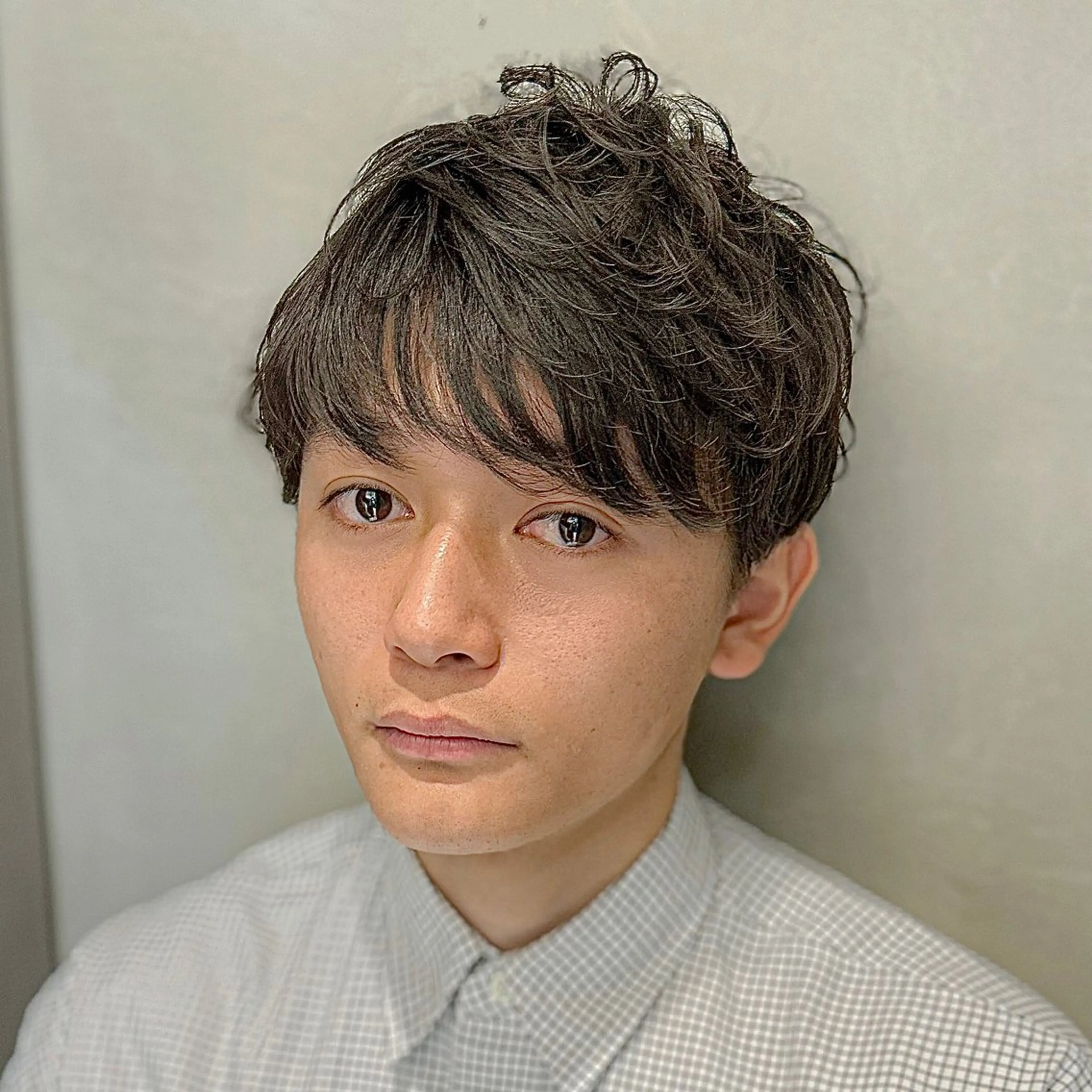 ショート カラー パーマ メンズ アップバング ダウンパーマ マッシュ メンズパーマ メンズツイストパーマ カット パーマ ヘッドスパ 朝楽メンズパーマ 🥇メンズカット吉田のヘアスタイル