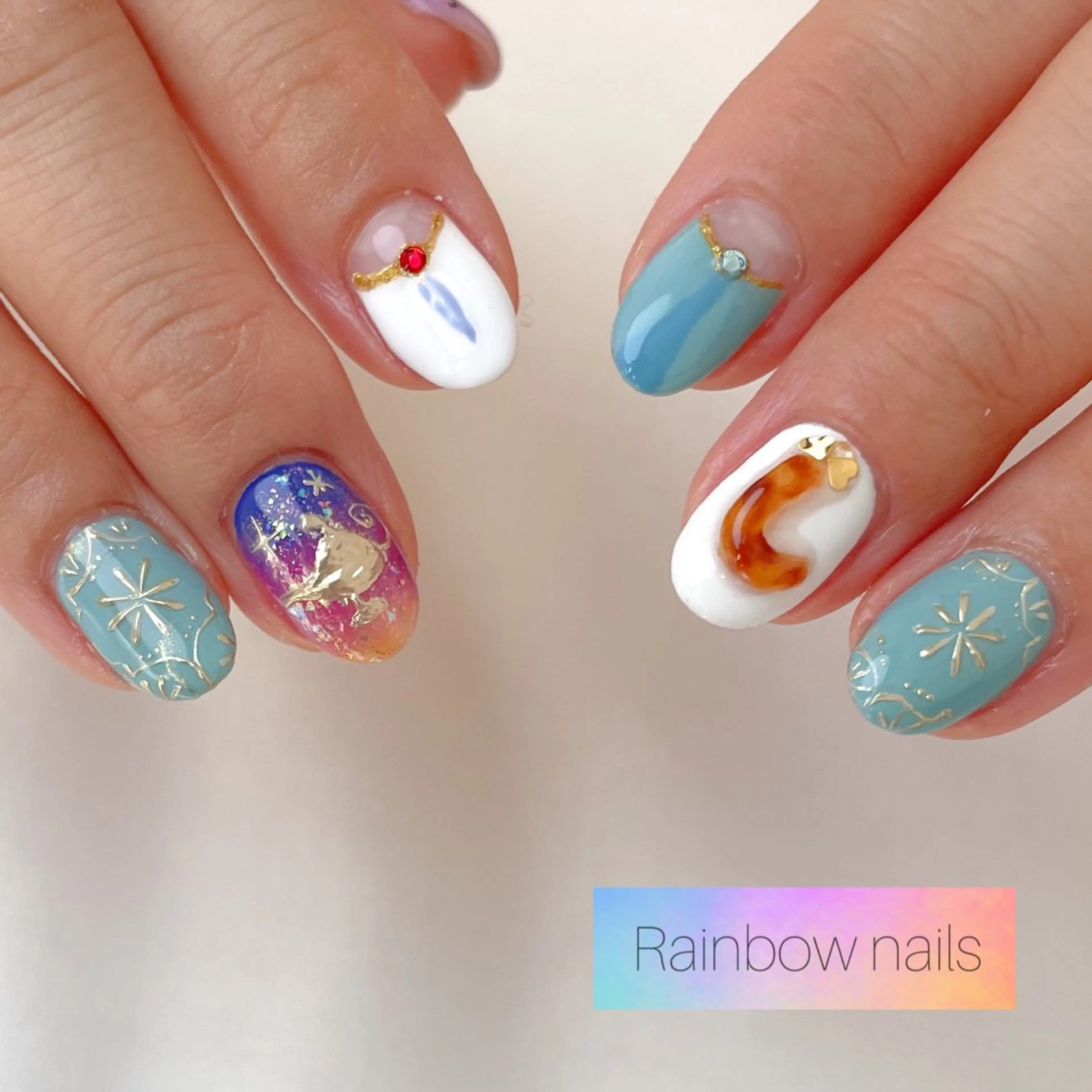 ネイル Rainbow nailsくろちゃんのネイルデザイン