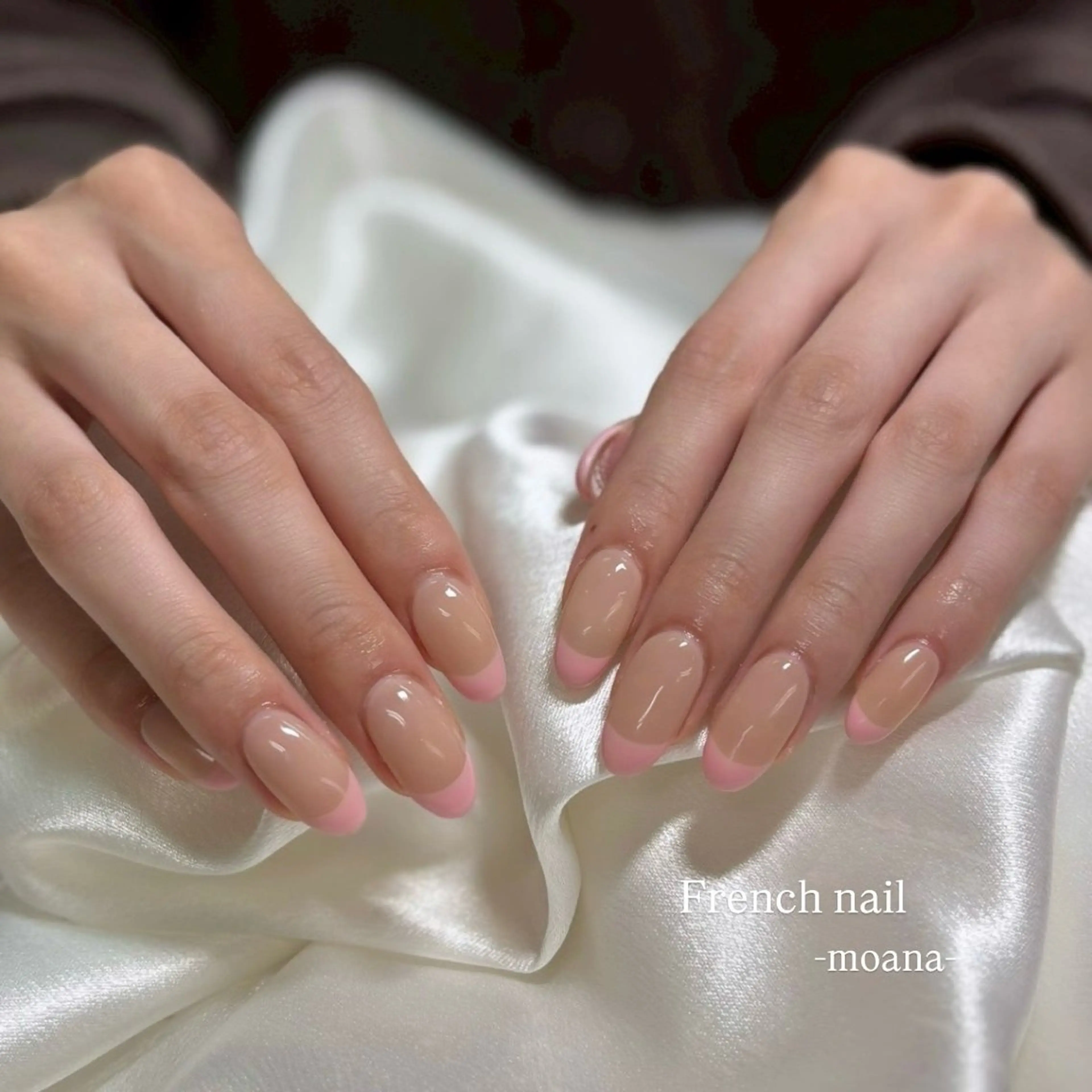 ネイル フレンチネイル オフィスネイル 春ネイル ワンホンネイル ハンドネイル Moana nail Hiyoriのネイルデザイン