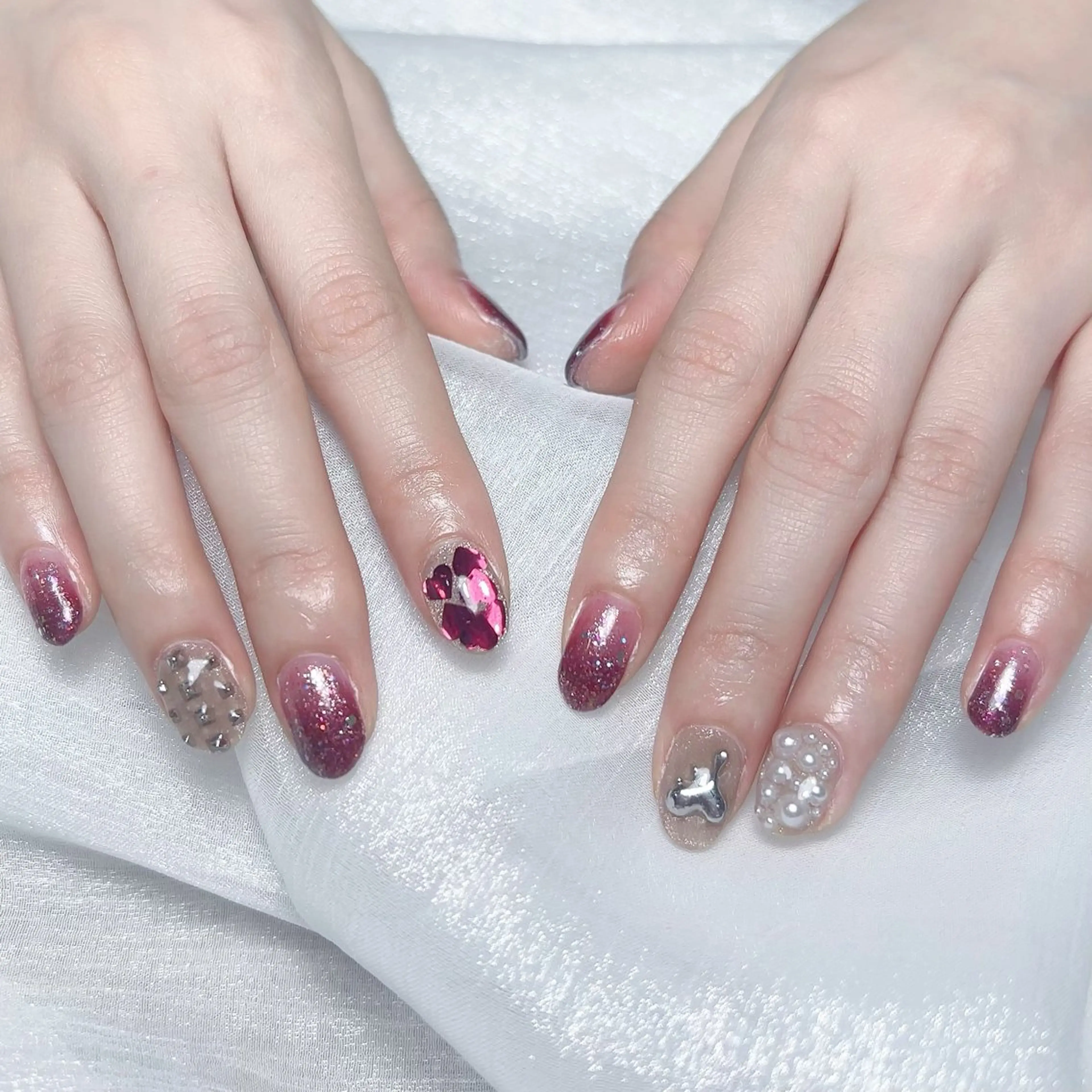 メンズ ネイル メンズ韓国風 アートネイル オーロラネイル ガーリー キラキラネイル ハンドネイル Nail salon 木にいるのネイルデザイン