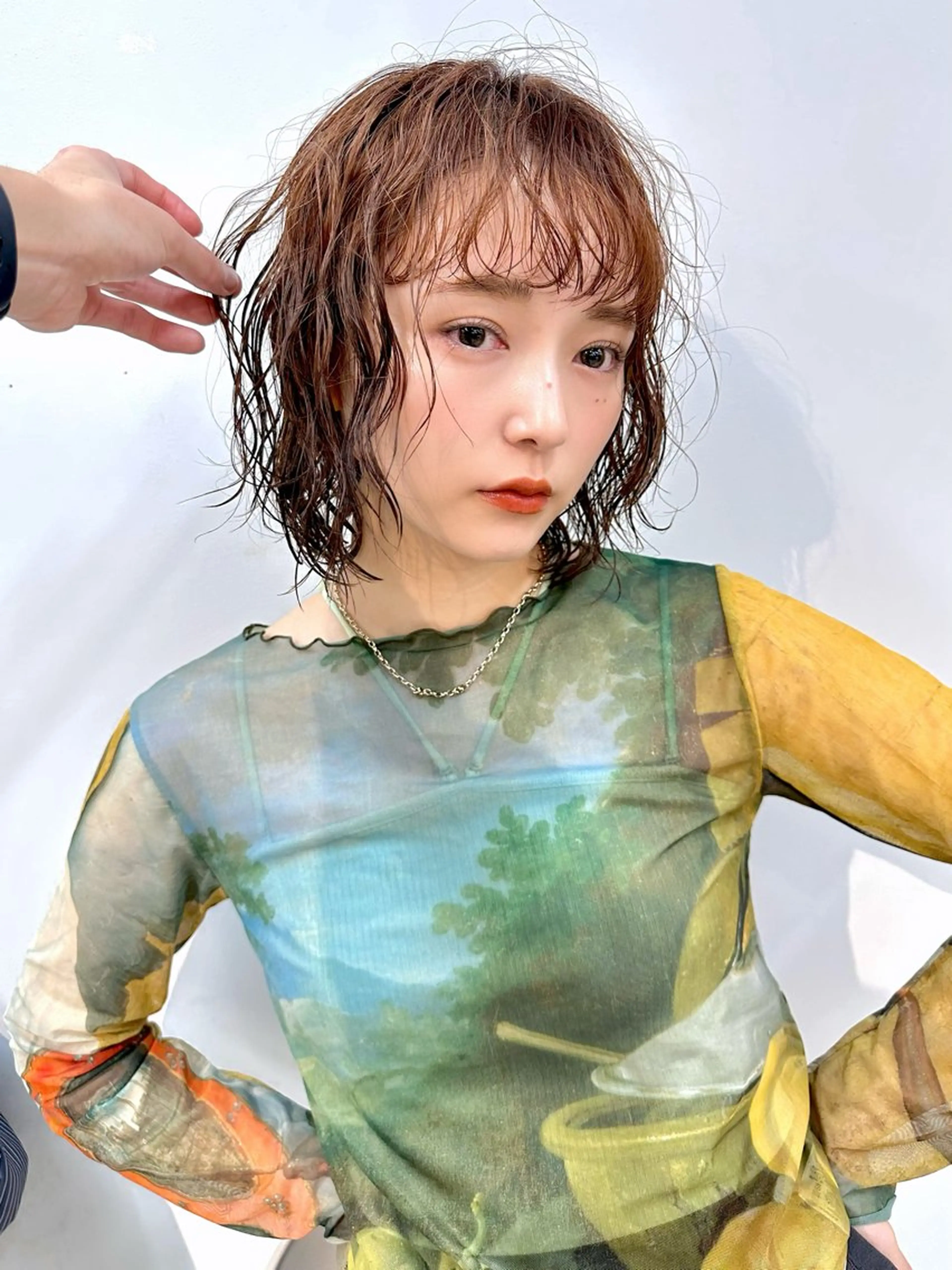 ショート カラー パーマ パーマウルフショート 濱田匠のヘアスタイル