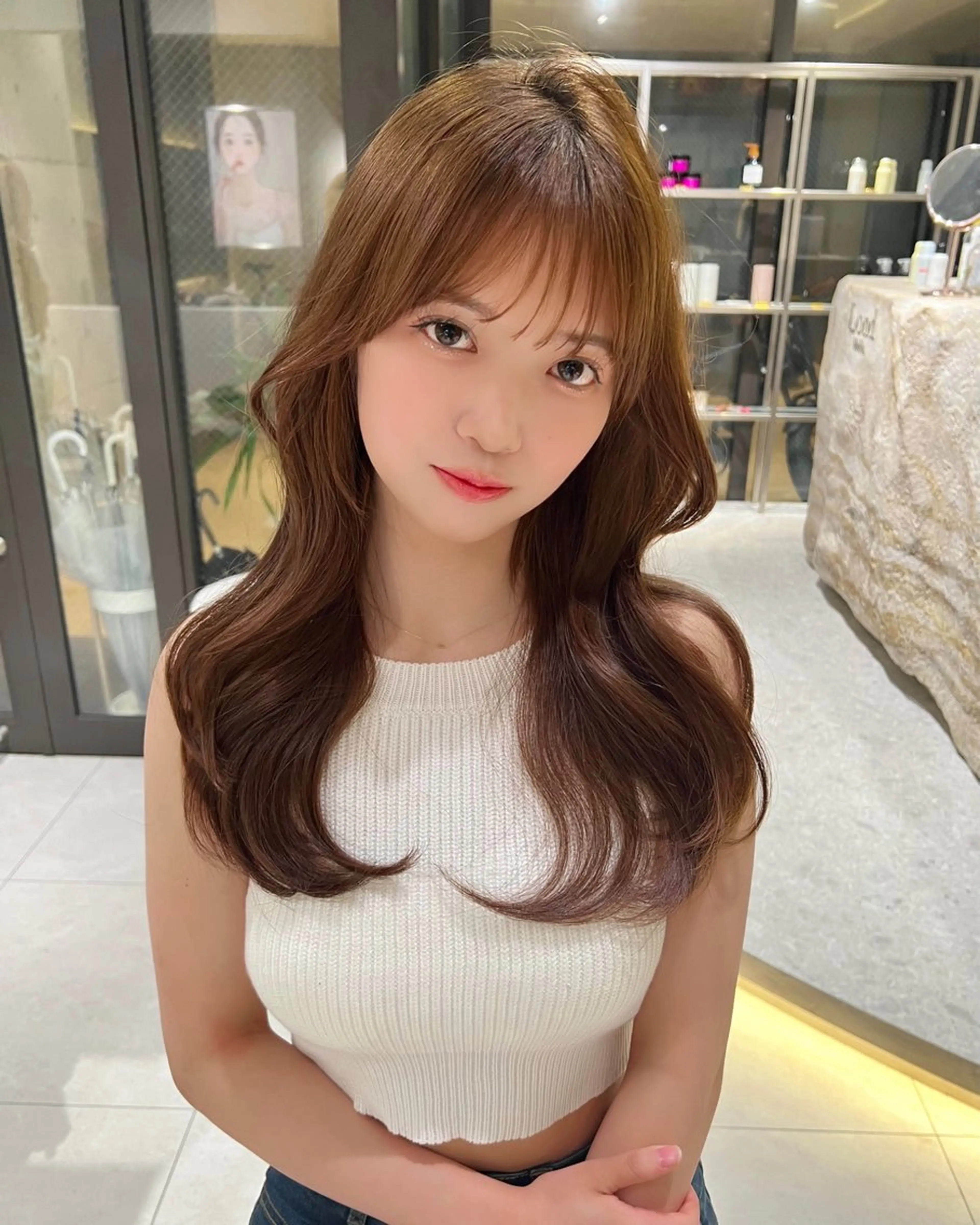 ロング カット ヘアカラー トリートメント 博多ベージュ 🐻松井傑のヘアスタイル