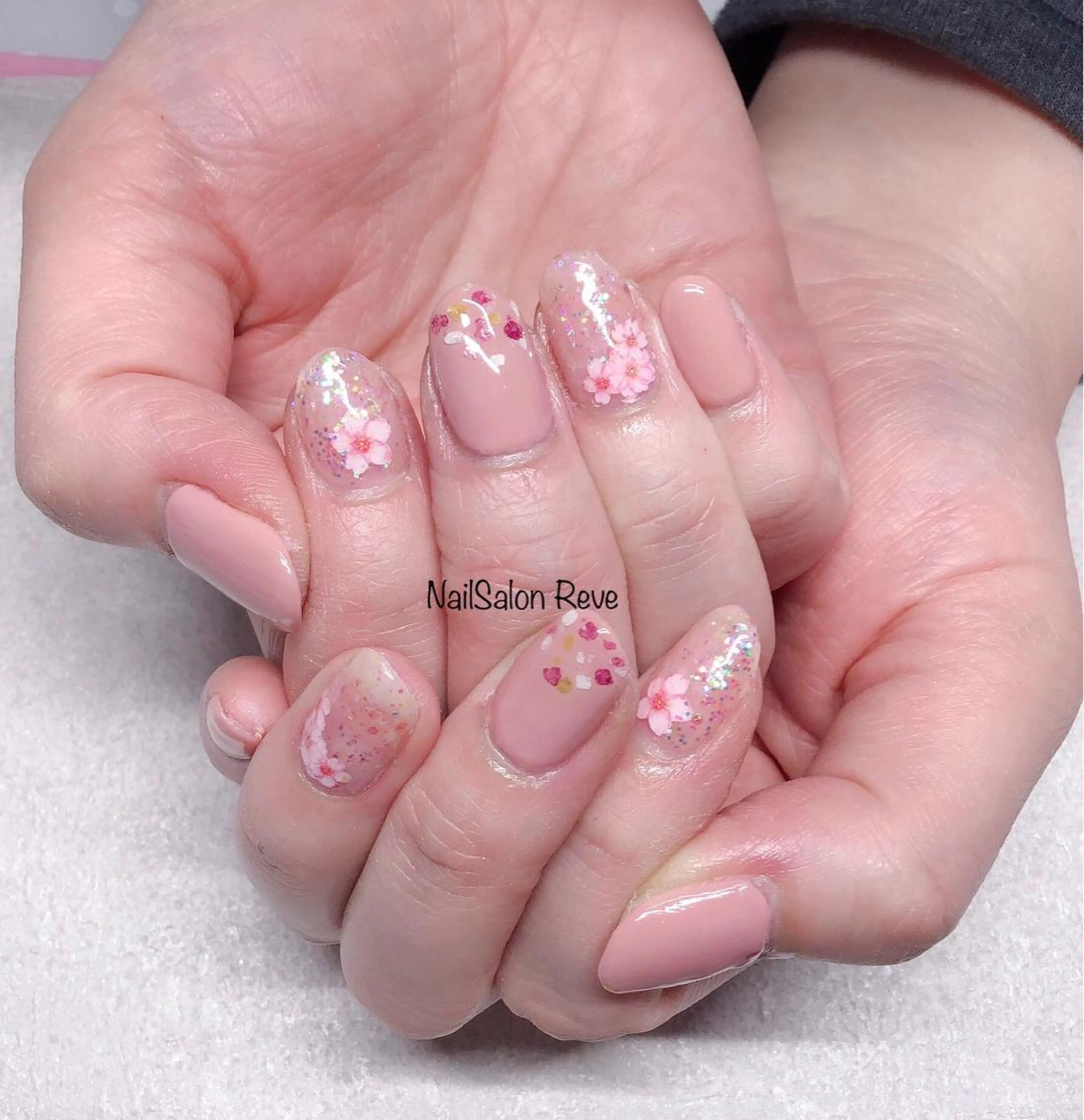 ネイル 桜ネイル 春ネイル ハンドネイル NailSalon Reveのネイルデザイン