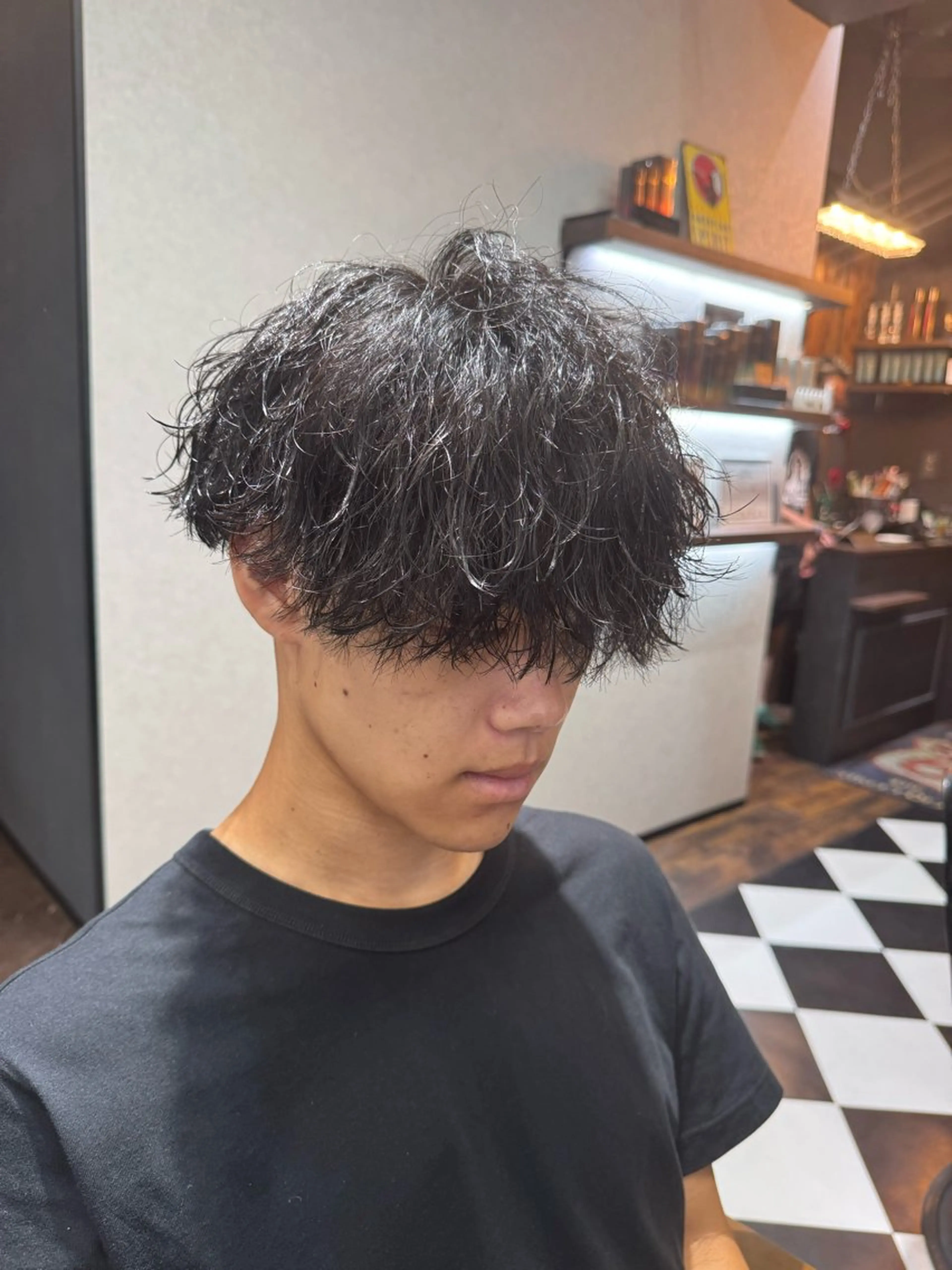 ミディアム パーマ メンズ カット パーマ トリートメント ヘアセット メンズ専門美容師 💈高橋和真💈のヘアスタイル